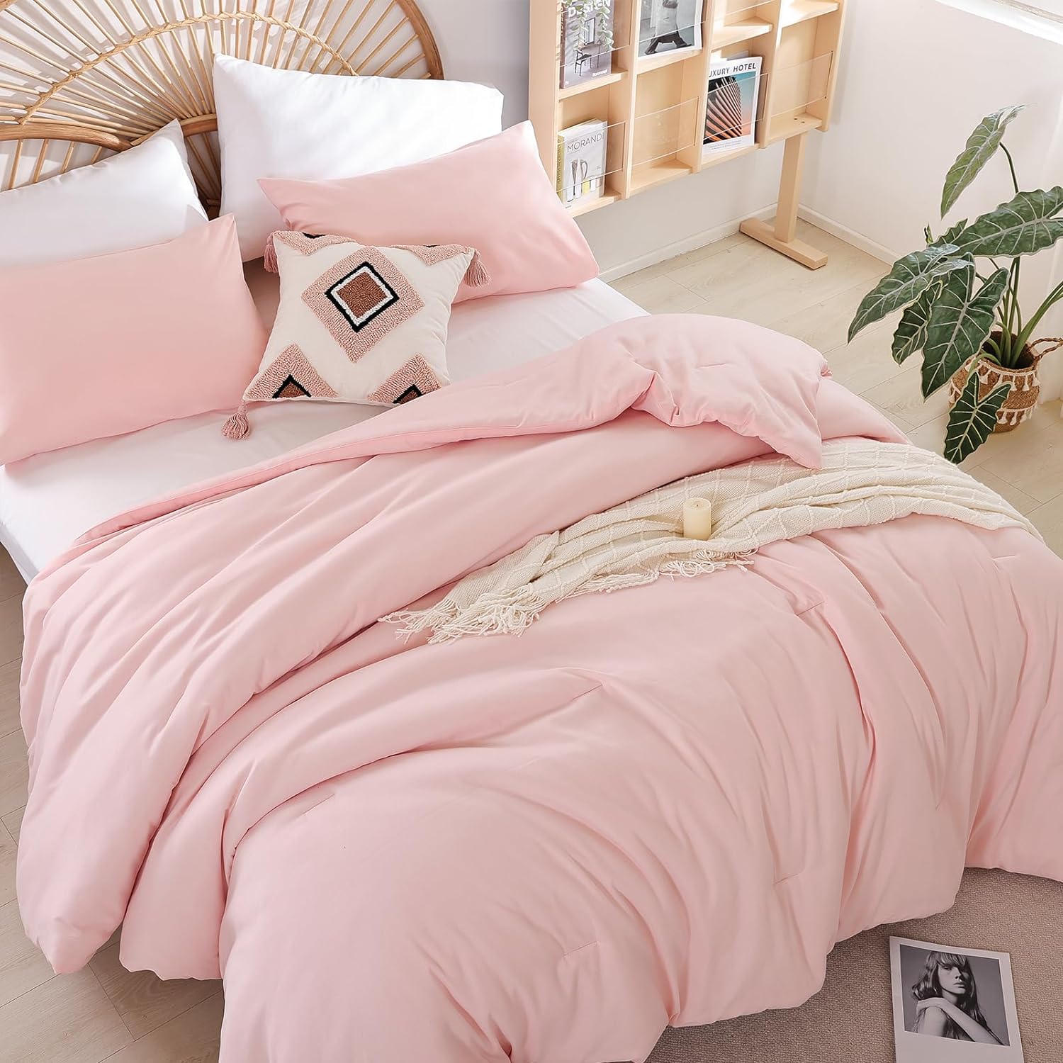 weigelia Pink Comforter Full Size Set – Soft All-Season Bedding with 300GSM Fluffy Microfiber, Includes 2 Matching Pillowcases – Elegant Blush Pink Comforter for Girls, Teens, and Women - Image 8