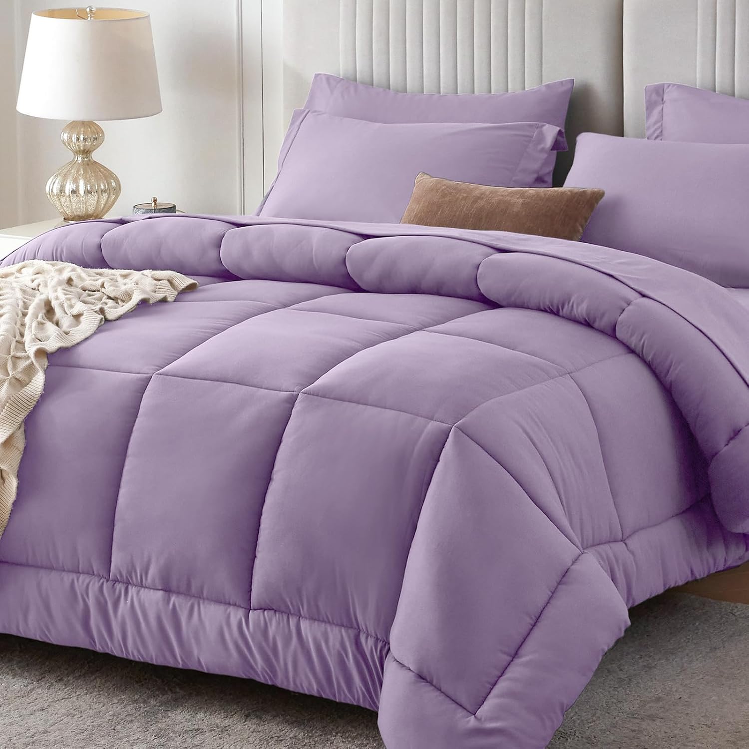 Sasttie Queen Comforter Set, 7 Pieces Bed in a Bag Queen, Complete Bedding Set Includes Grey Comforter, Flat Sheet, Fitted Sheet, Pillowcases and Pillow Shams, Dark Grey - Image 24