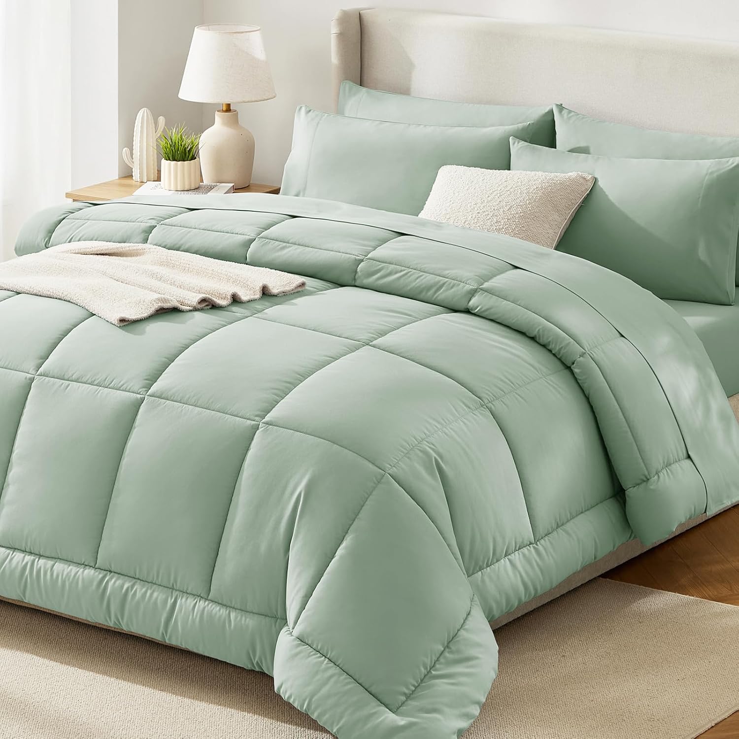 CozyLux King Size Comforter Set Black, 7 Pieces Bed in a Bag, Black Comforter King Size, All Season Bedding Sets with Stitch Quilted Comforter, Flat Sheet, Fitted Sheet, Pillowcases - Image 36