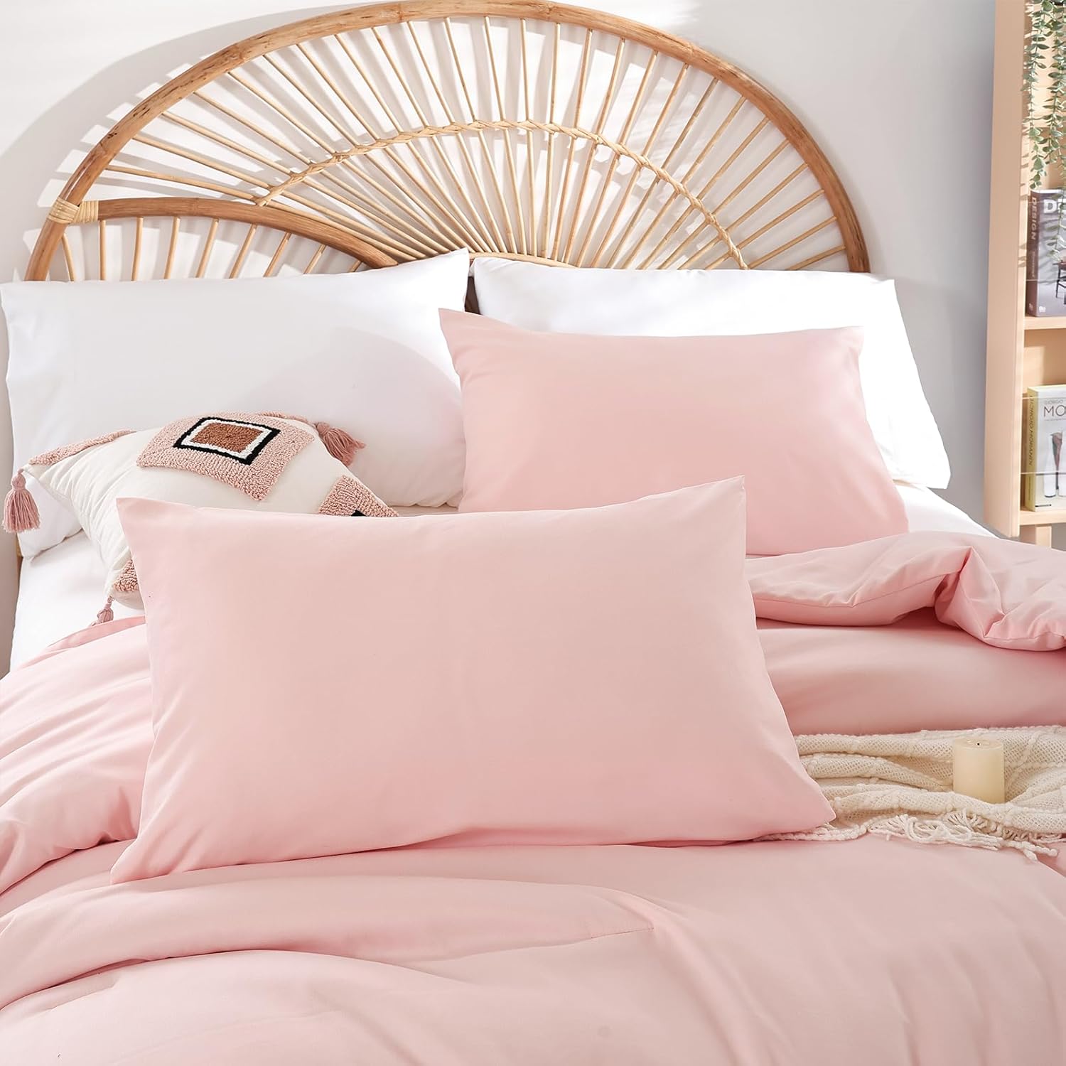 weigelia Pink Comforter Full Size Set – Soft All-Season Bedding with 300GSM Fluffy Microfiber, Includes 2 Matching Pillowcases – Elegant Blush Pink Comforter for Girls, Teens, and Women - Image 5