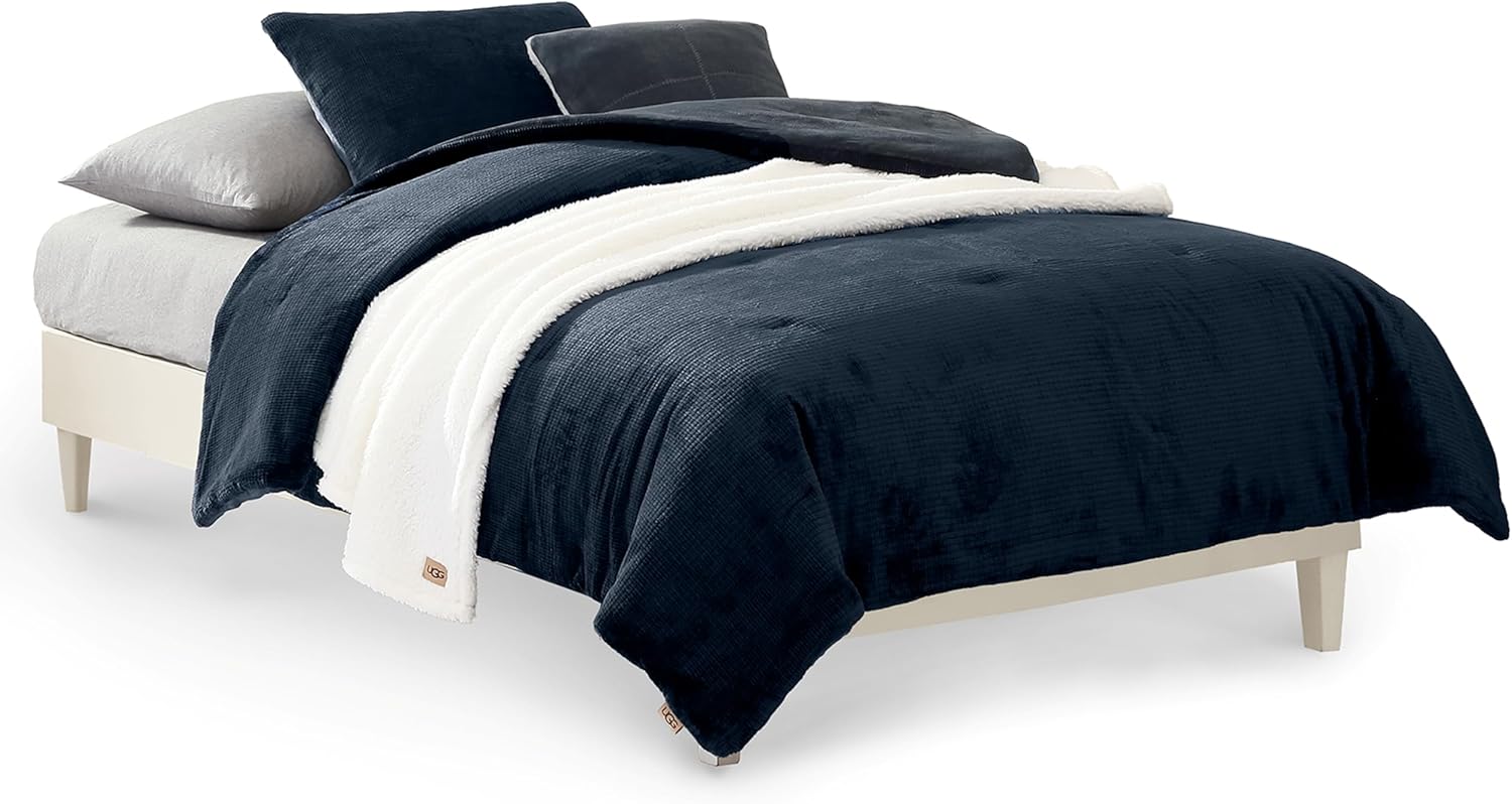 UGG Full/Queen Comforter Set 5 Piece Bed in a Bag with Throw Blanket, Decorative Pillow, Shams, Reversible Hypoallergenic Washable Luxury Warm Fluffy Bedding Set, Brown Birch (Remina) - Image 8