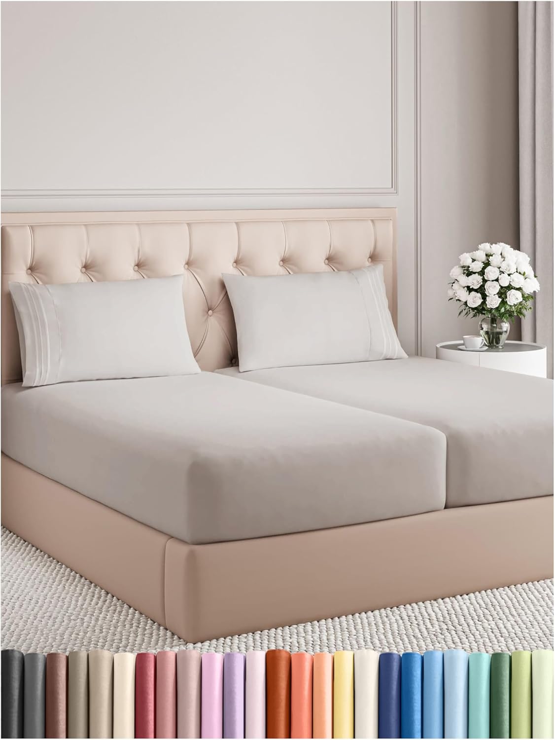 King Size 4 Piece Sheet Set - Comfy Breathable & Cooling Bed Sheets Set - Hotel Luxury Bedding for Women, Men, Kids, Teens, Boys & Girls - Deep Pockets, Soft and Wrinkle Free - Oeko-Tex - French Grey - Image 109