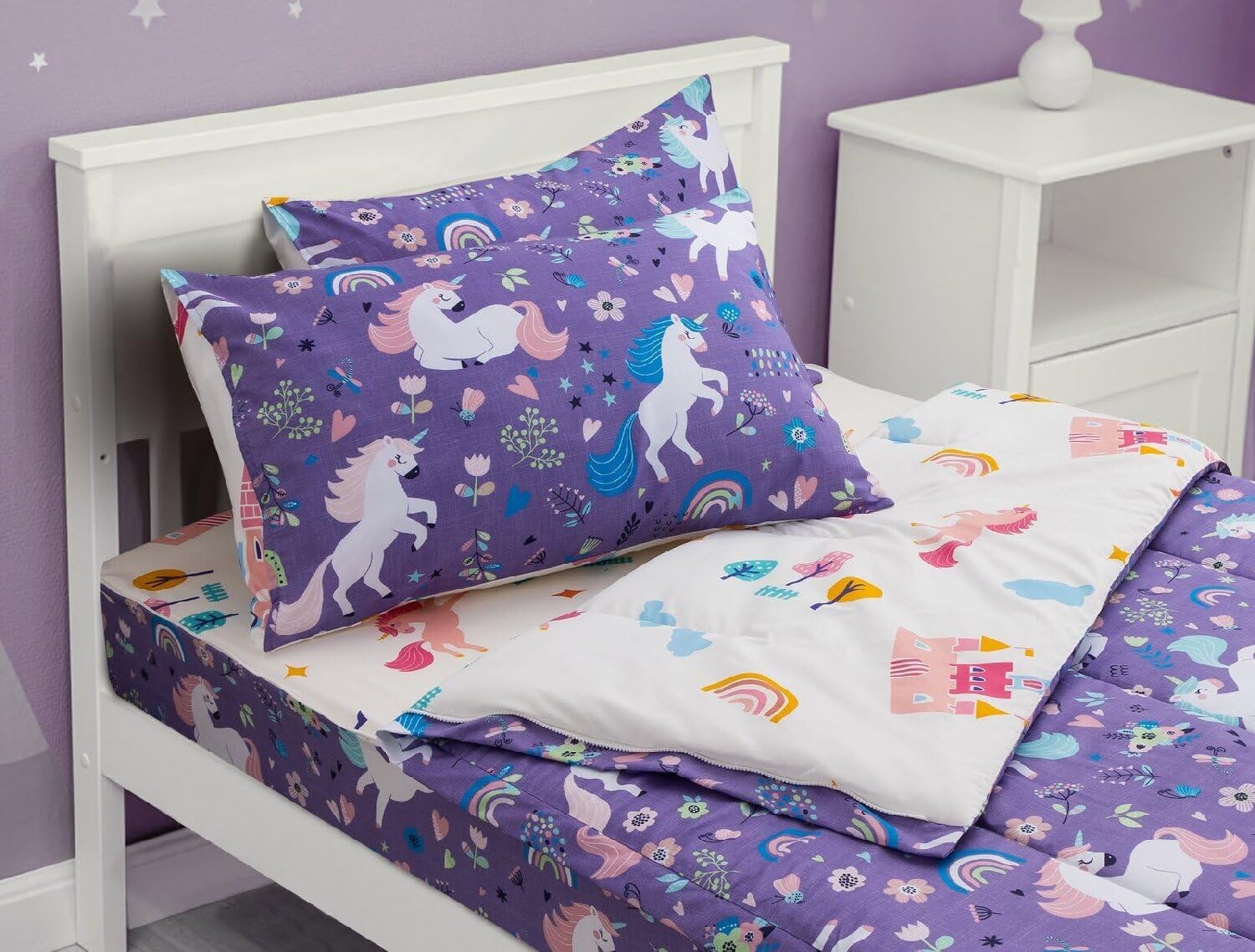 Meeting Story 3pcs Kids Comforter Sets Zipper Bedding Set for Girls,Twin Kid Bedding Set Rainbow Comforter Flower Bedding for Kid,All in one Zipper Bedding(Beige,Twin) - Image 20