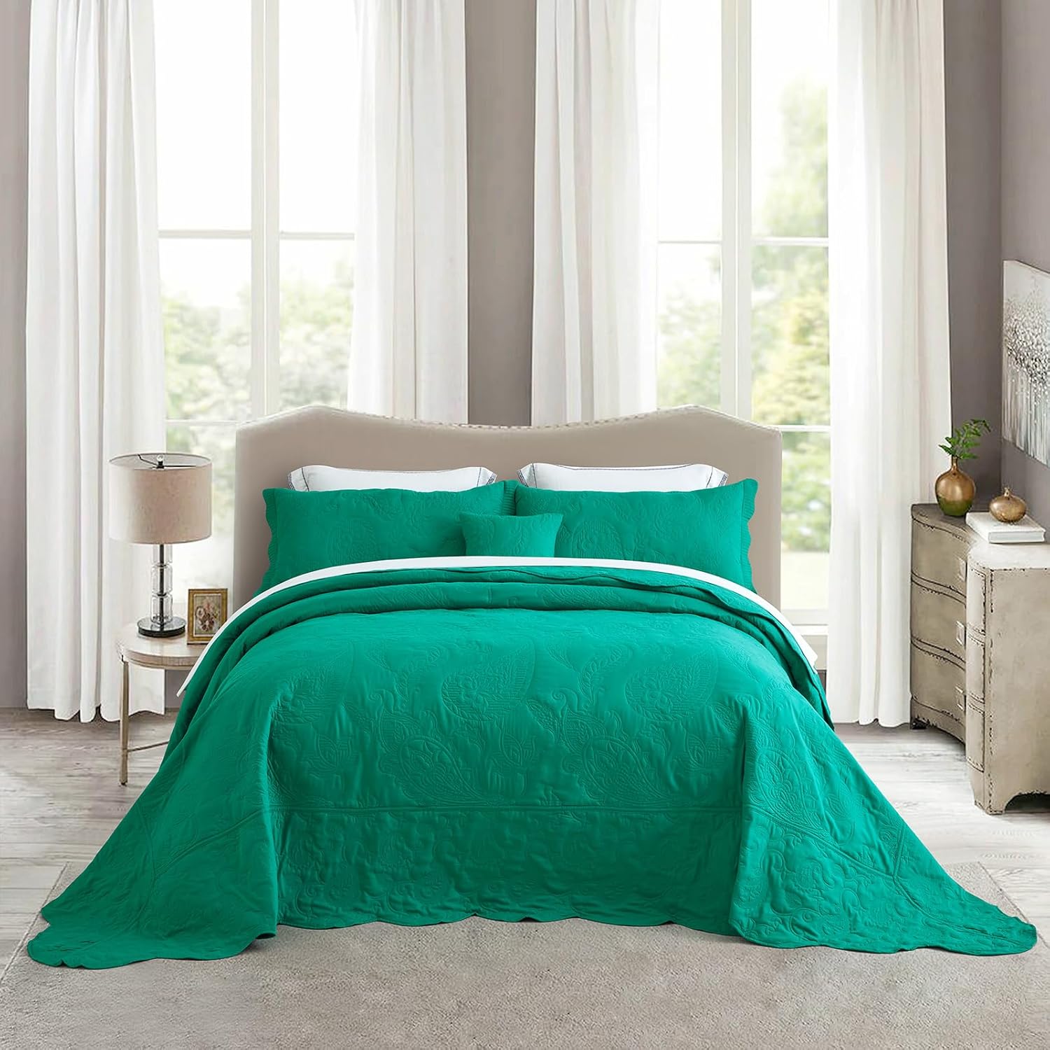 HZ & HY Oversized King Bedspread 128x120 Extra Wide, Quilted Coverlet Bedding Set, Lightweight Thin Comforter, Reversible, 5 Piece, 100% Microfiber, Mocha - Image 16