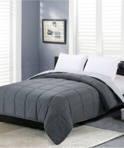 Homelike Moment Comforters Queen Size - Grey Duvet Insert Down Alternative Bed Queen Comforter, Lightweight Bedding Comforters Full Size Quilted Soft All Season Reversible Dark Gray/Light Grey