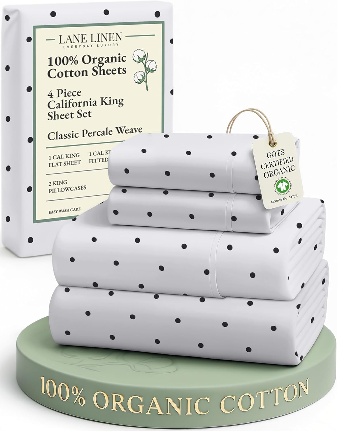 LANE LINEN 100% Organic Cotton King Size Sheets Set, Soft & Comfy All Season Breathable Sheets King Size, Percale Weave Fully Elasticized Eco Friendly Naturally Cooling King White Bed Sheets - Image 164