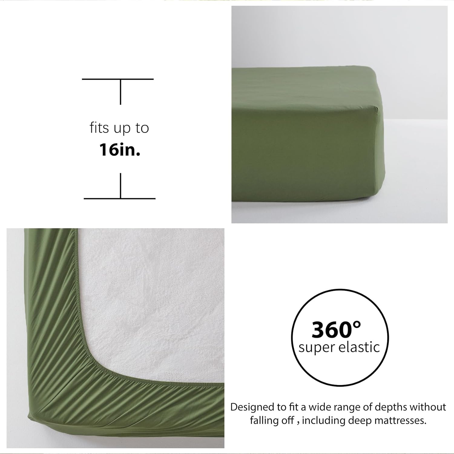 Zzlpp Queen Comforter Set 7 Pieces, Olive Green Seersucker Bed in a Bag with Comforter and Sheets, All Season Bedding Sets with 1 Comforter, 2 Pillow Shams, 2 Pillowcases, 1 Flat Sheet - Image 6