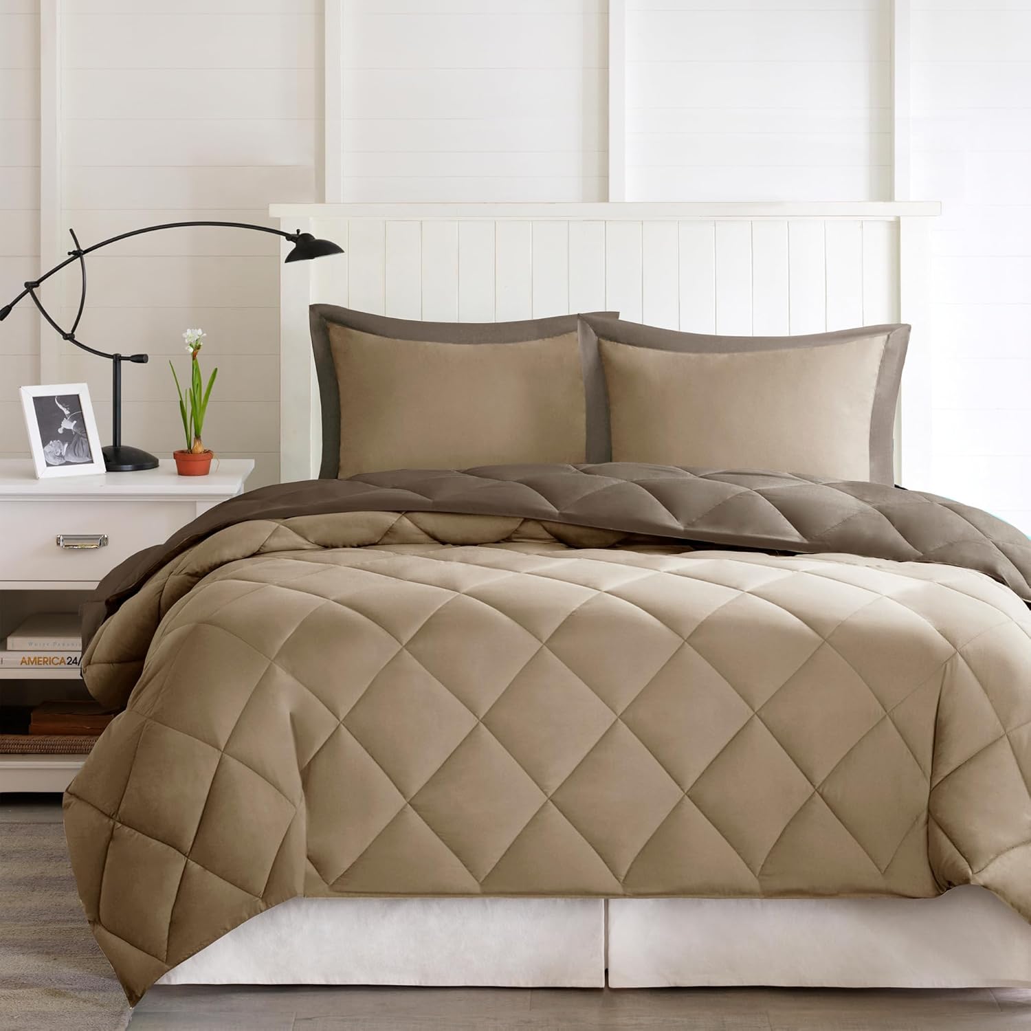 Madison Park Essentials Parkston Plaid Comforter, Matching Sham, 3M Scotchguard Stain Release Cover, Hypoallergenic All Season Bedding-Set, Full/Queen, Grey, 3 Piece - Image 11