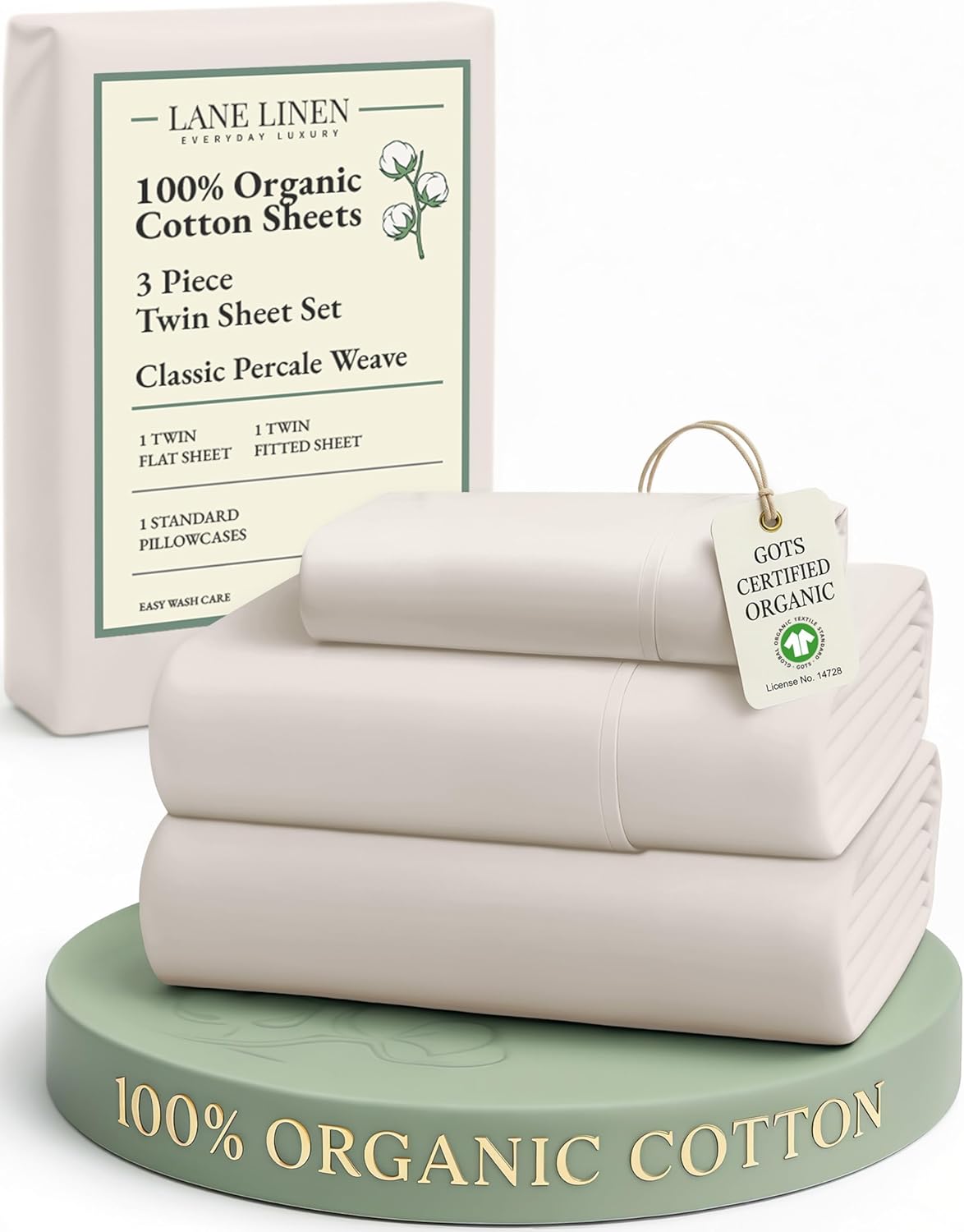 LANE LINEN 100% Organic Cotton King Size Sheets Set, Soft & Comfy All Season Breathable Sheets King Size, Percale Weave Fully Elasticized Eco Friendly Naturally Cooling King White Bed Sheets - Image 30