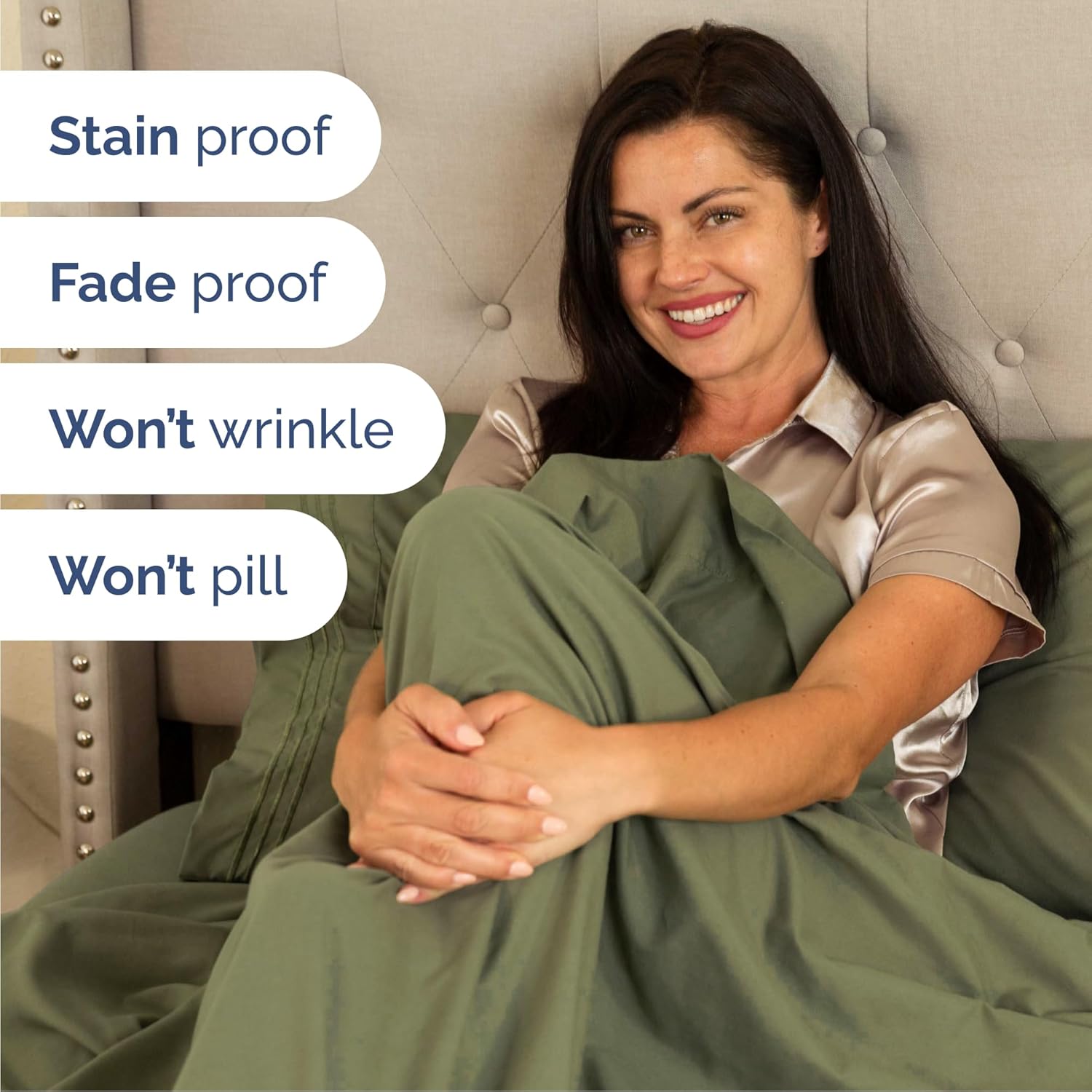 Queen Size 4 Piece Sheet Set - Comfy Breathable & Cooling Bed Sheets Set - Hotel Luxury Bedding for Women, Men, Kids, Teens, Boys & Girls - Deep Pockets, Soft and Wrinkle Free - Oeko-Tex - Sage Green - Image 5