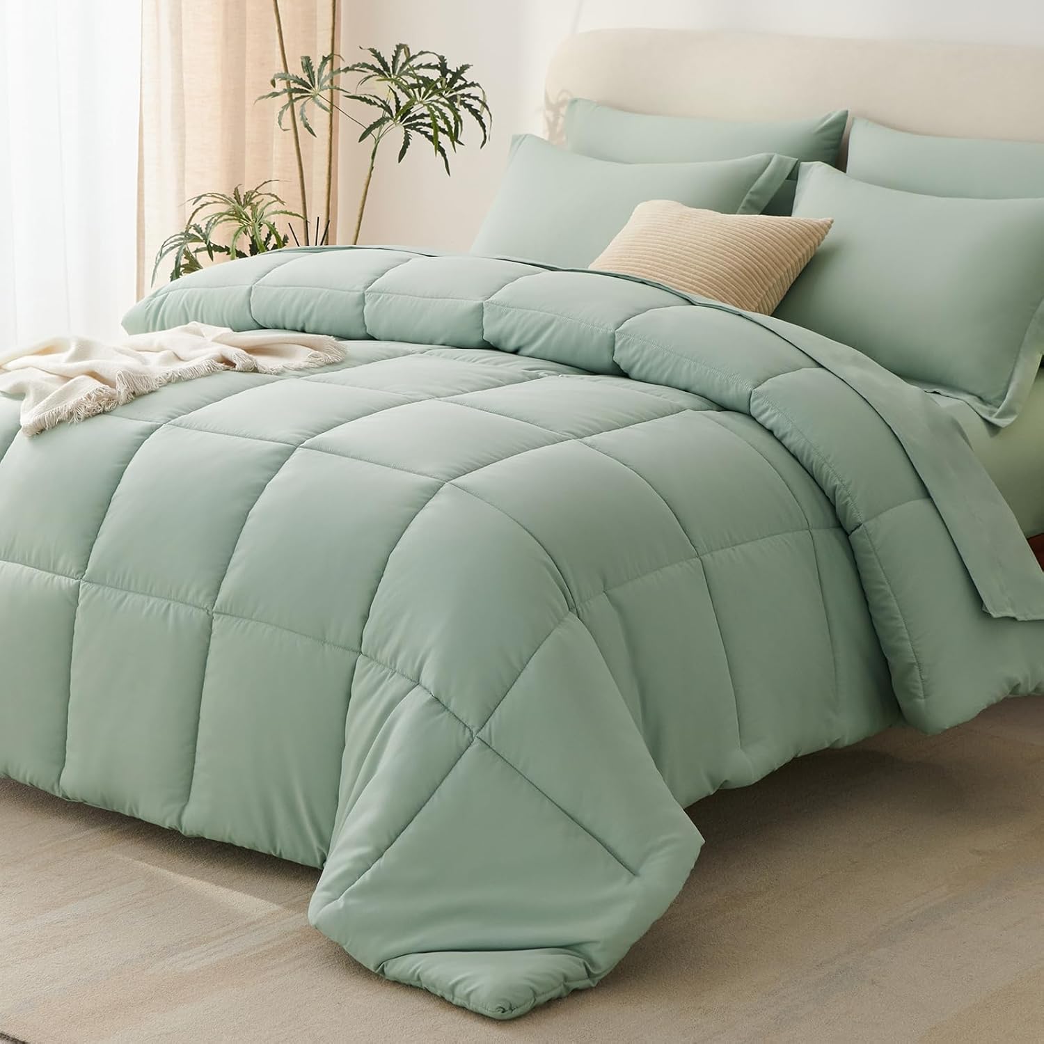 CozyLux Queen Comforter Set Black - 7 Pieces Bed in a Bag Queen, All Season Soft Bedding Set, Oeko-Tex Certified Reversible Bed Set with Down Alternative Comforter, Sheets, Pillowcases & Pillow Shams - Image 16