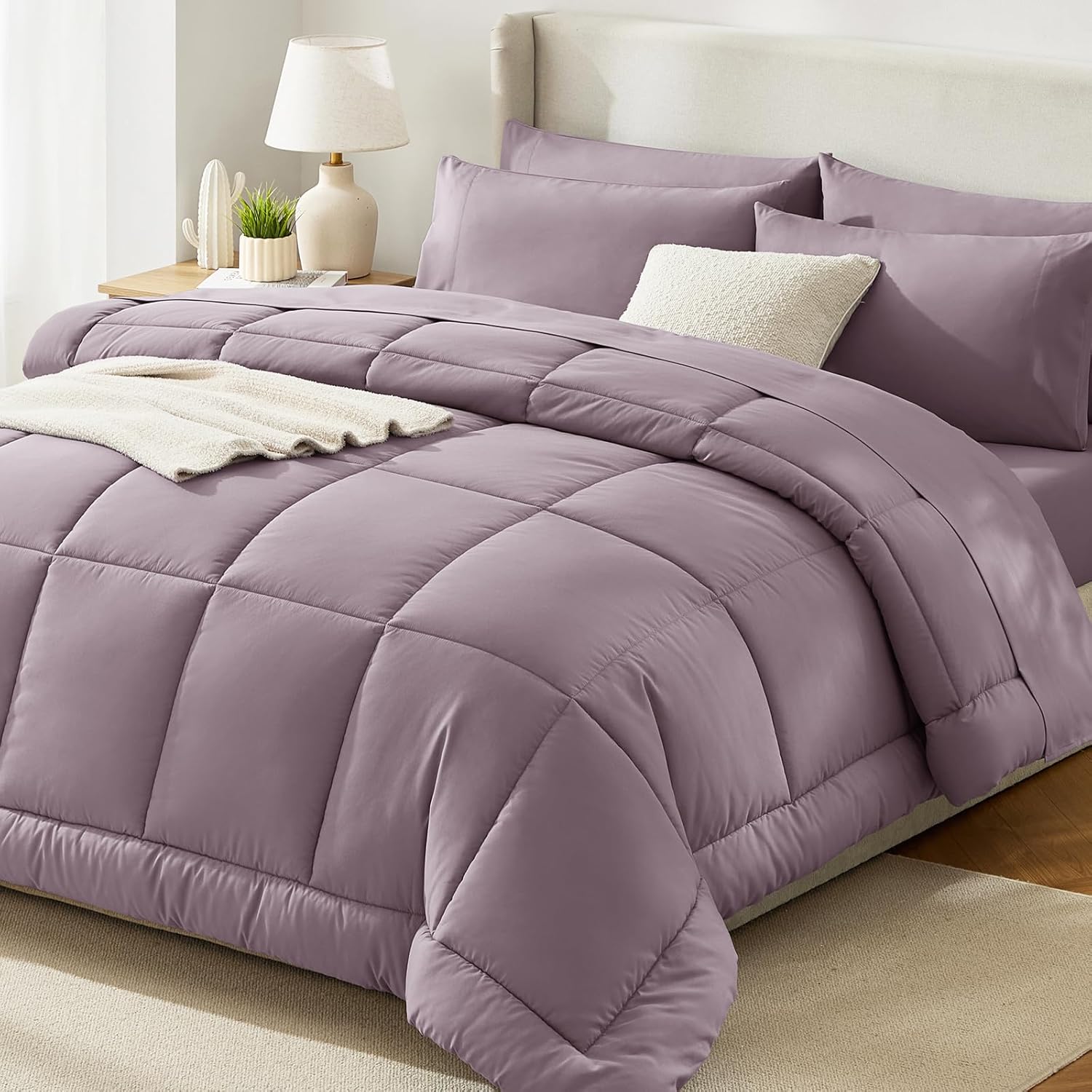 CozyLux King Size Comforter Set Black, 7 Pieces Bed in a Bag, Black Comforter King Size, All Season Bedding Sets with Stitch Quilted Comforter, Flat Sheet, Fitted Sheet, Pillowcases - Image 17