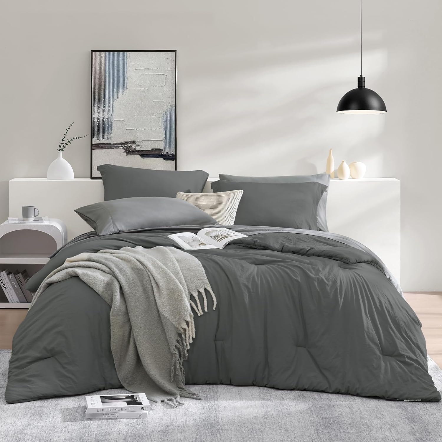 WRENSONGE Queen Comforter Set - 7 Pieces Sage Green Soft Bed in a Bag Queen with Fitted Sheet, Flat Sheet, 2 Pillow Shams, and 2 Pillowcases- Warm Bedding Sets Queen for All Season - Image 24