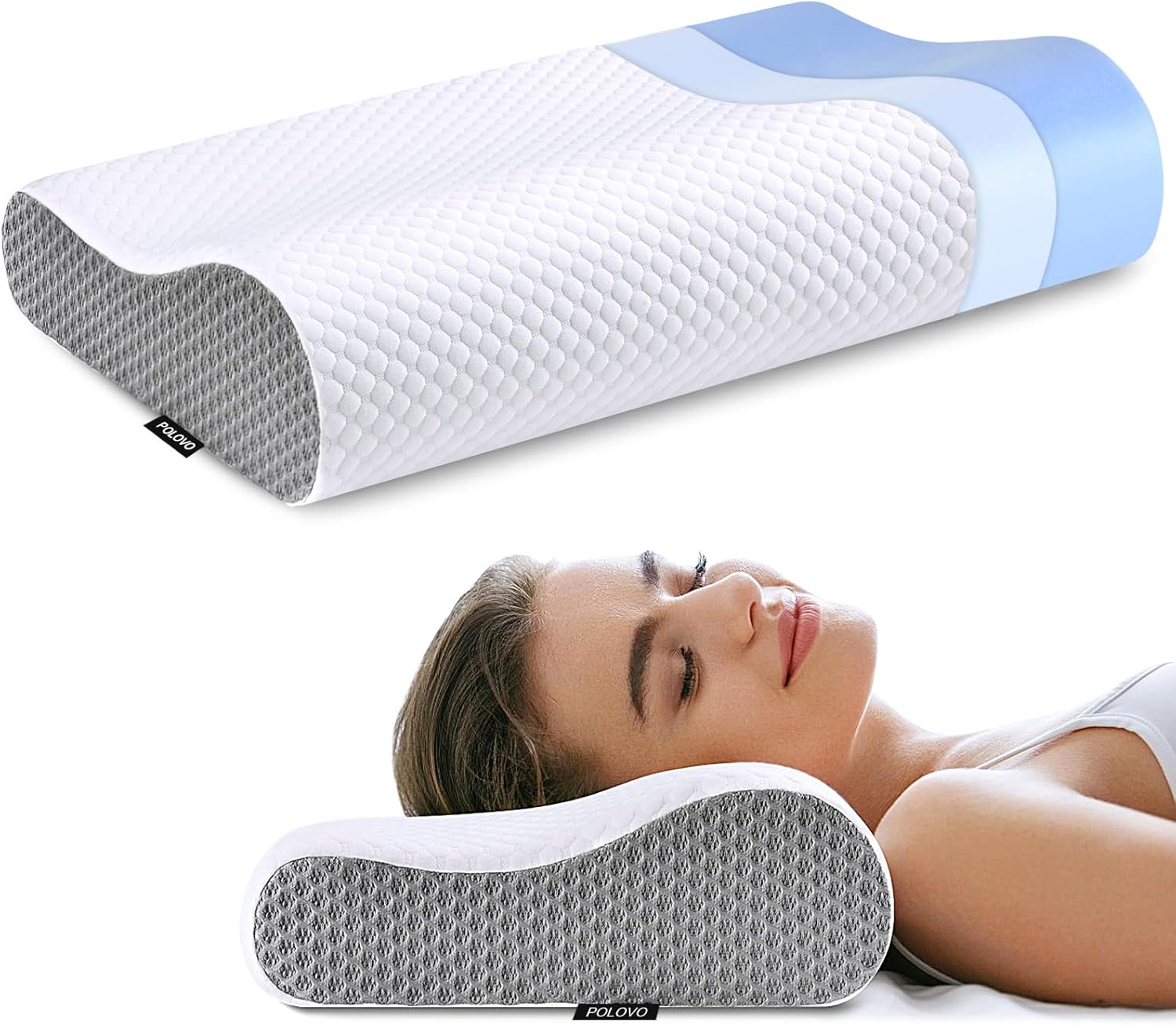 Memory Foam Bed Pillow for Sleeping, Ergonomic Cervical Contour Neck Support Orthopedic Pillow for Side Back Stomach Sleeper, Neck and Shoulder Pain - Image 10