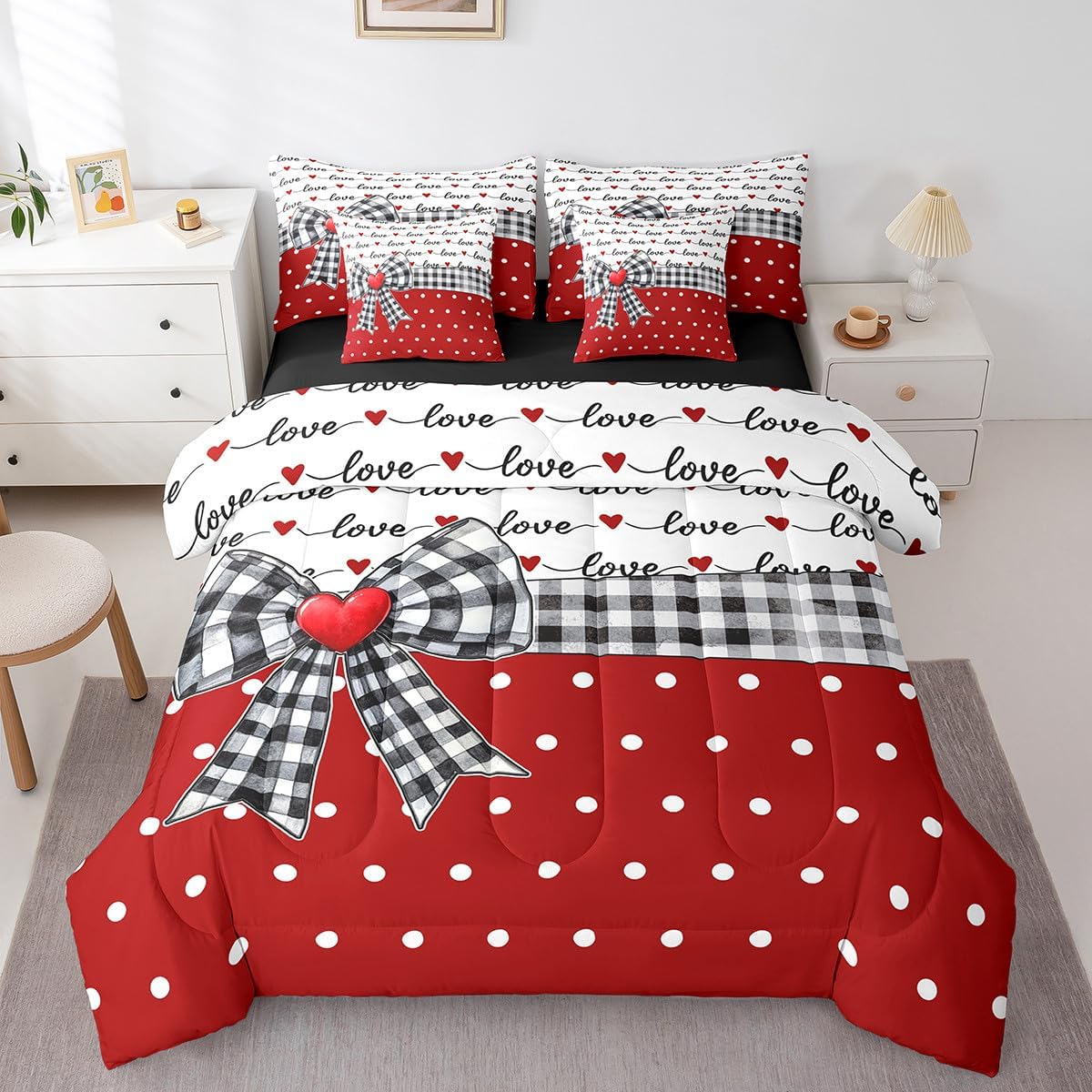 Erosebridal Kawaii Bowknot Girls Bed in A Bag with Sheets Dreamy Princess Style Twin Comforter Set 7 Piece for Kids Teen Women,Girly Cute Bow Bedding Set Pink Bow Tie Bed Set Bedroom Decor - Image 33