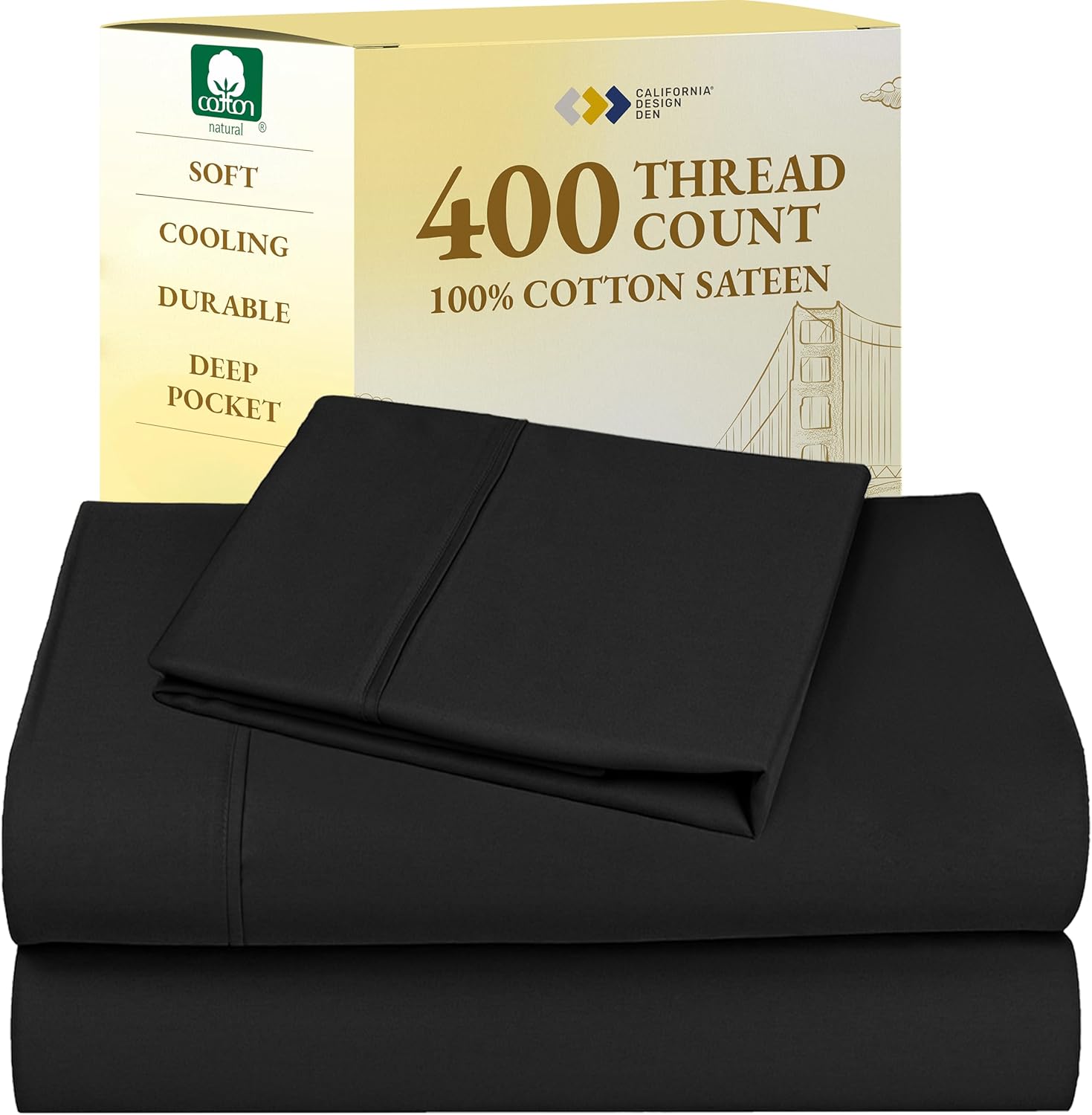 California Design Den King Size Sheets Set - Soft 400 Thread Count Sateen, Natural 100% Cotton Sheets King Size, Deep Pockets with All Around Elastic for a Snug Fit, Cool & Durable Bedding - White - Image 35