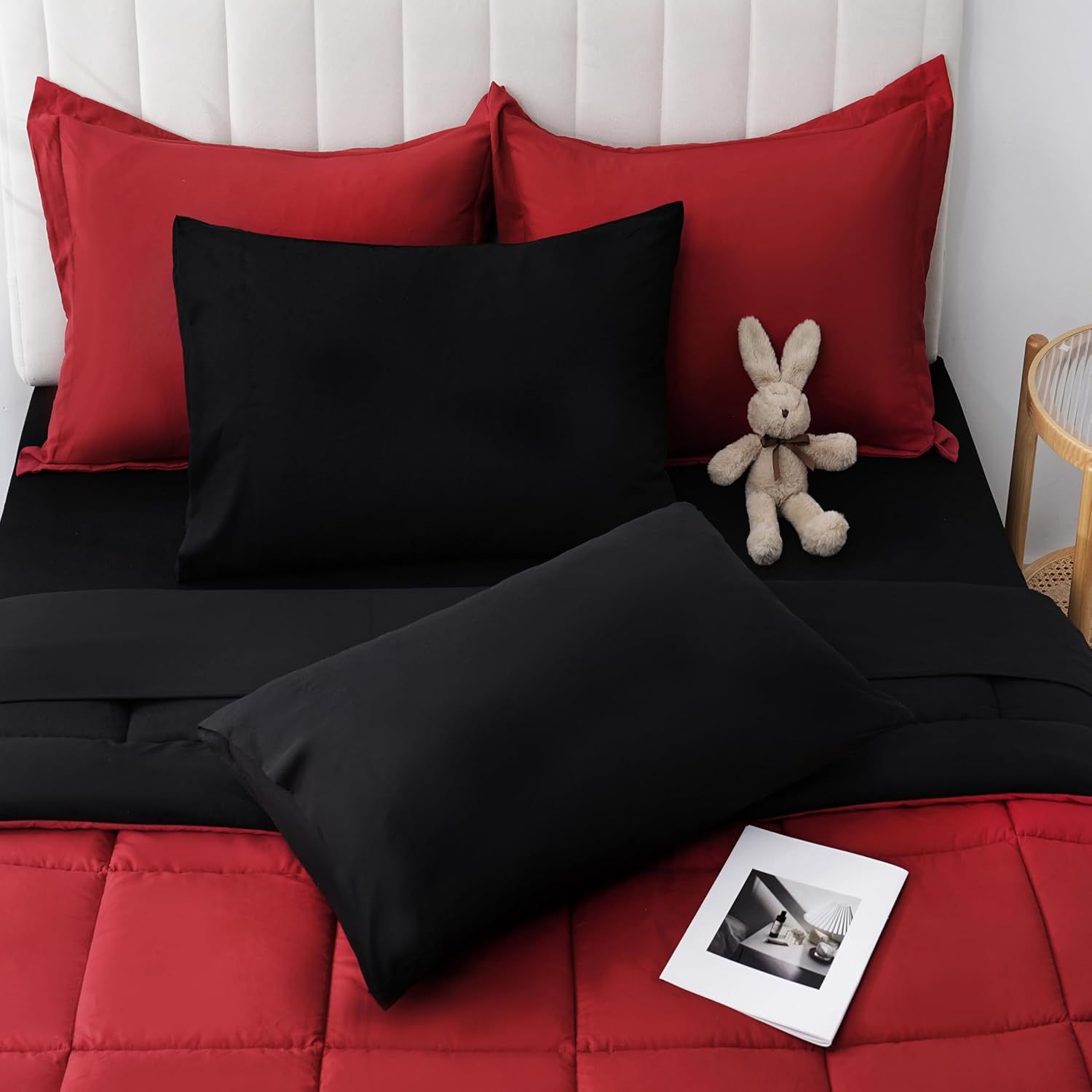 DOWNCOOL Full Size Comforter Sets, 7Pcs Full Size Bedding Sets Pink, All Season Down Alternative Bedding Comforter Sets with Comforter, Flat Sheet, Fitted Sheet, 2 Pillow Shams & 2 Pillowcases - Image 12