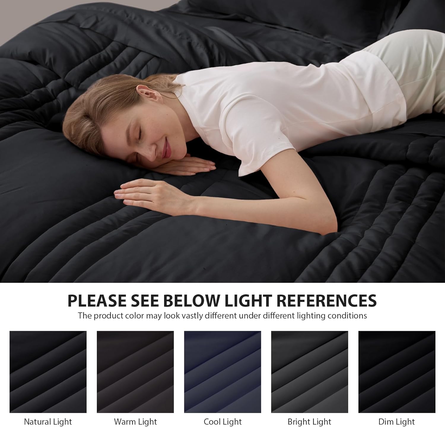 Queen Comforter Set Black - Bed in a Bag Queen Size 7 Pieces, Soft Bedding Set for All Seasons, Premium Queen Comforter Set with Comforter, Sheets, Pillowcases & Shams - Image 3