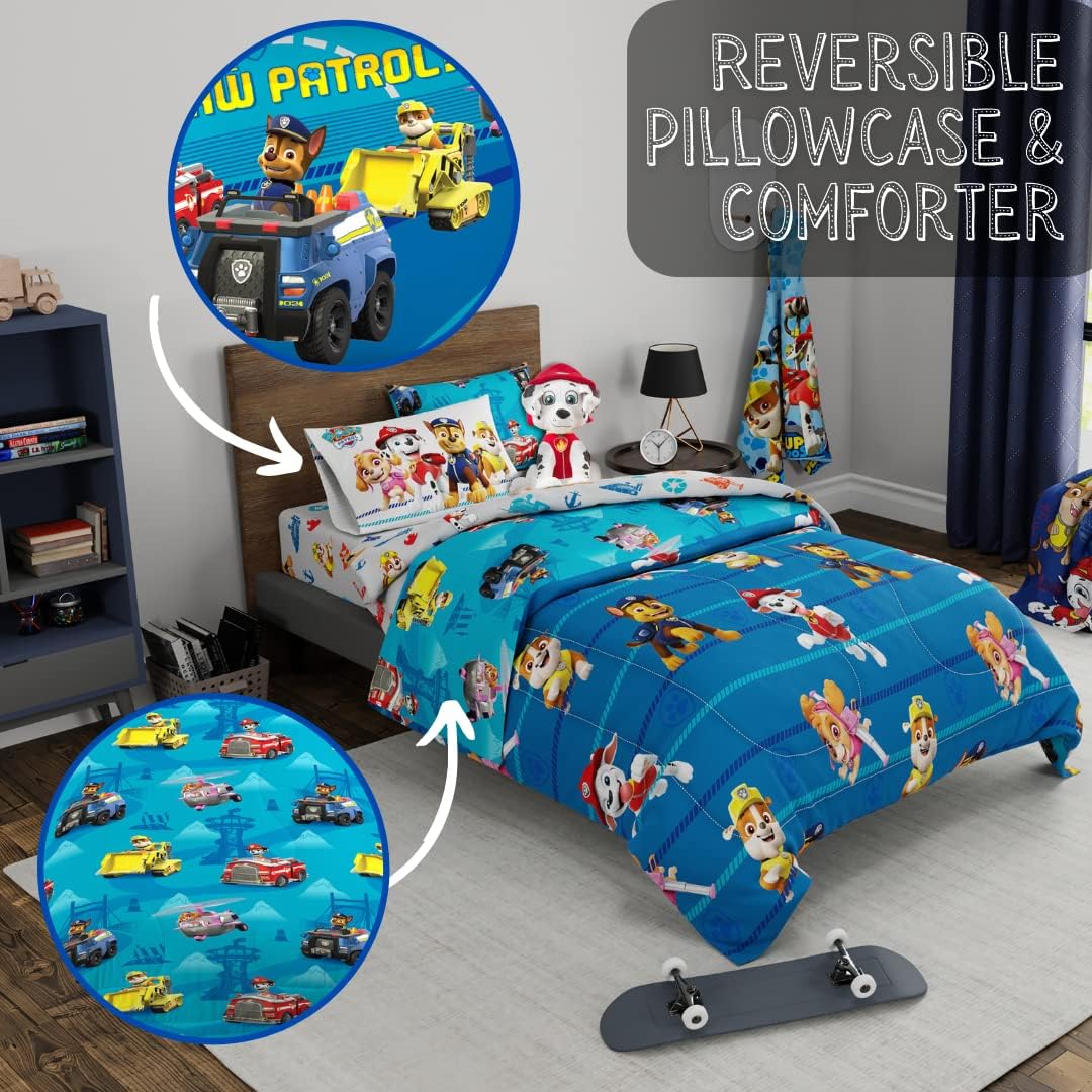 Paw Patrol Kids Bedding Super Soft Comforter and Sheet Set with Sham, 5 Piece Twin Size, (100% Officially Licensed Nickelodeon Product) By Franco - Image 4