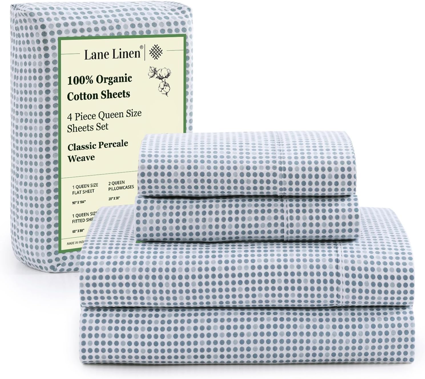 LANE LINEN 100% Organic Cotton King Size Sheets Set, Soft & Comfy All Season Breathable Sheets King Size, Percale Weave Fully Elasticized Eco Friendly Naturally Cooling King White Bed Sheets - Image 112