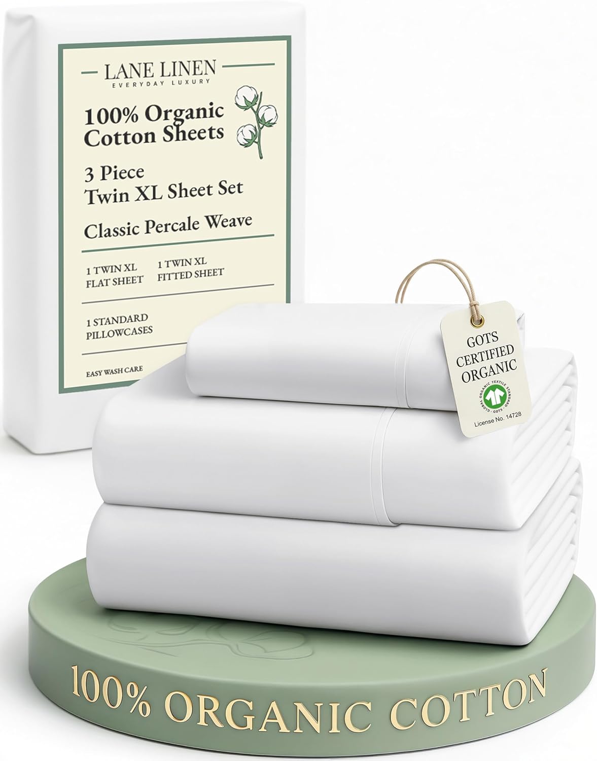 LANE LINEN 100% Organic Cotton King Size Sheets Set, Soft & Comfy All Season Breathable Sheets King Size, Percale Weave Fully Elasticized Eco Friendly Naturally Cooling King White Bed Sheets - Image 34