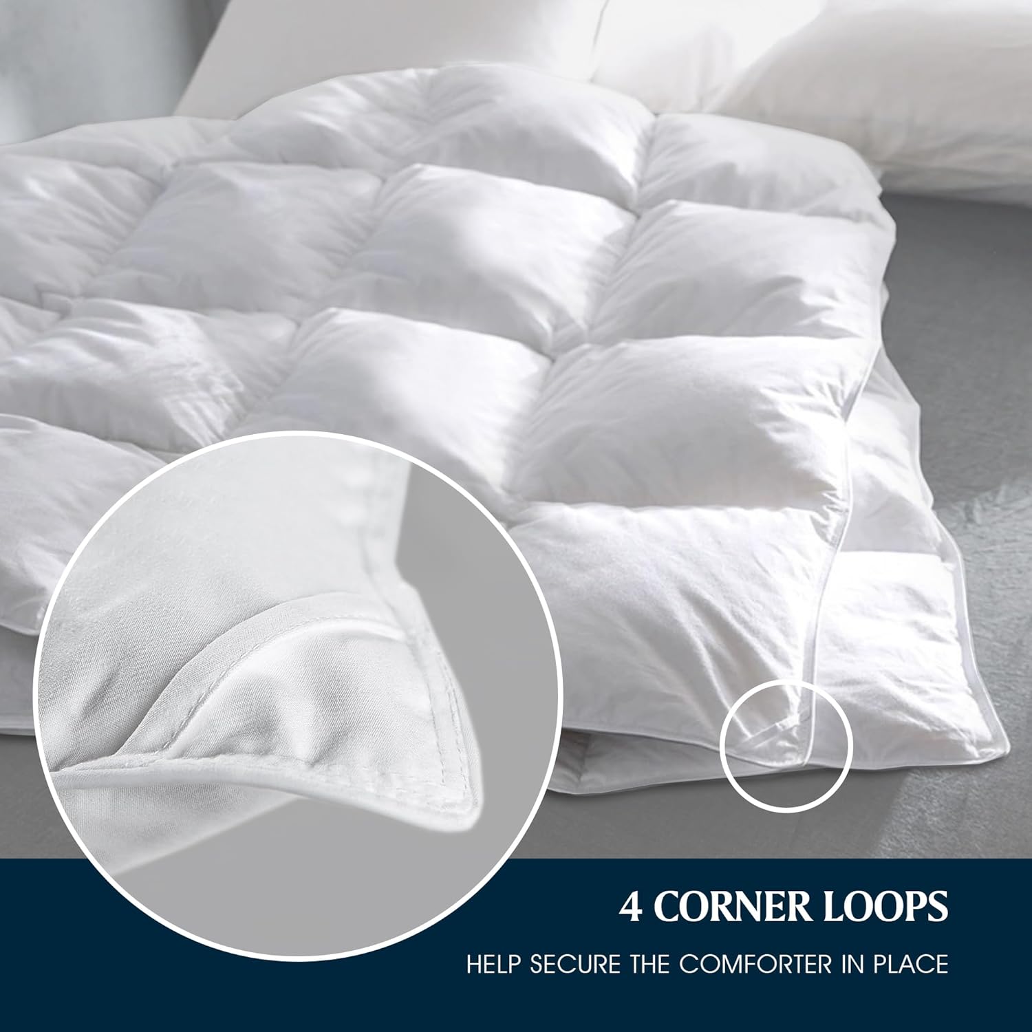 Serta Goose Feather Down Fiber Cotton Comforter Queen Size - 100% Cotton Duvet Insert - Hotel Luxury Hypoallergenic Bedding Comforter All Season Medium Warmth 90 x 90 Inch White - Image 2