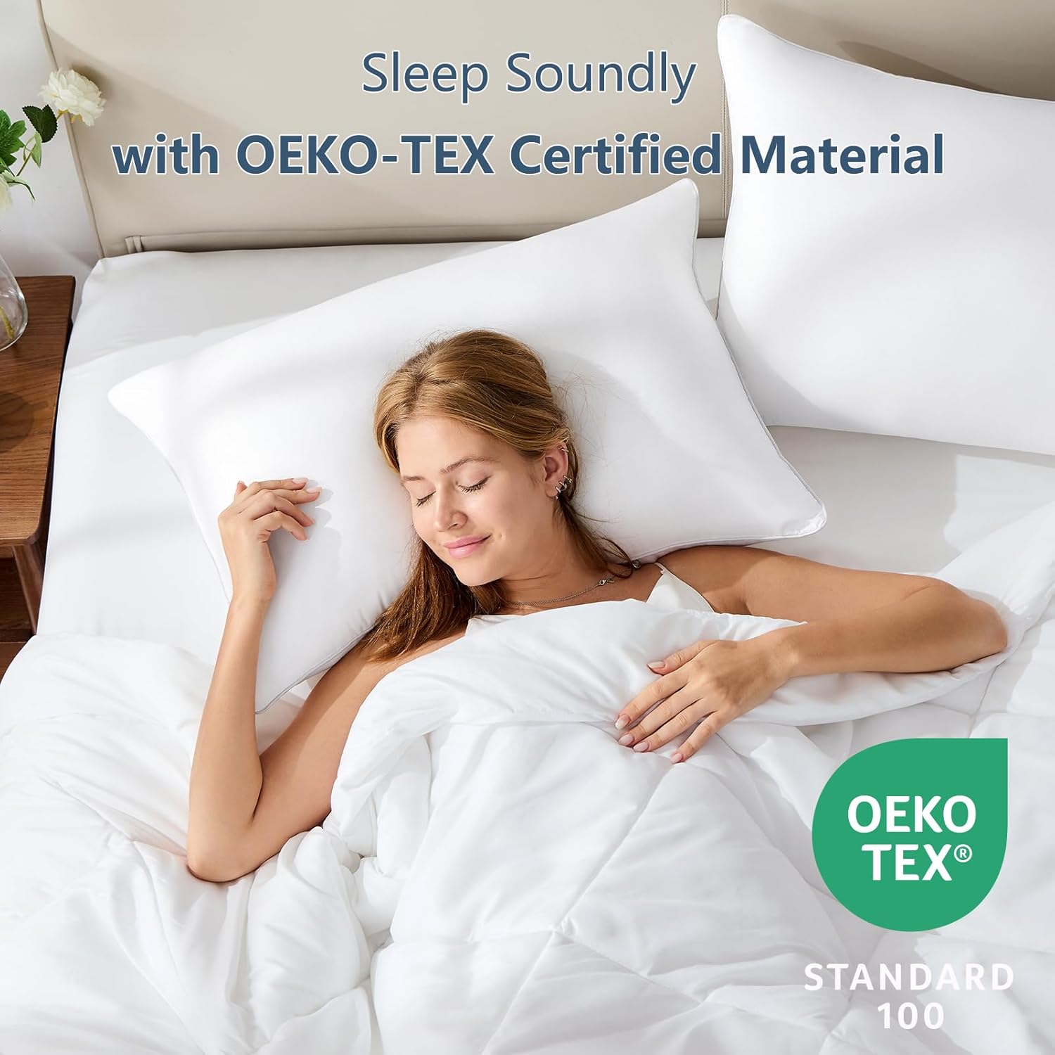 CozyLux Pillows Queen Size Set of 2, Hotel Quality Bed Pillows for Sleeping 2 Pack, Cooling Pillows for Side Back and Stomach Sleepers, Down Alternative Luxury Soft Supportive Fluffy Pillows (18x28) - Image 3