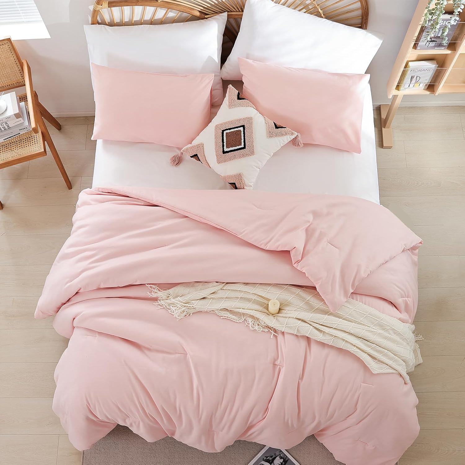 weigelia Pink Comforter Full Size Set – Soft All-Season Bedding with 300GSM Fluffy Microfiber, Includes 2 Matching Pillowcases – Elegant Blush Pink Comforter for Girls, Teens, and Women - Image 4