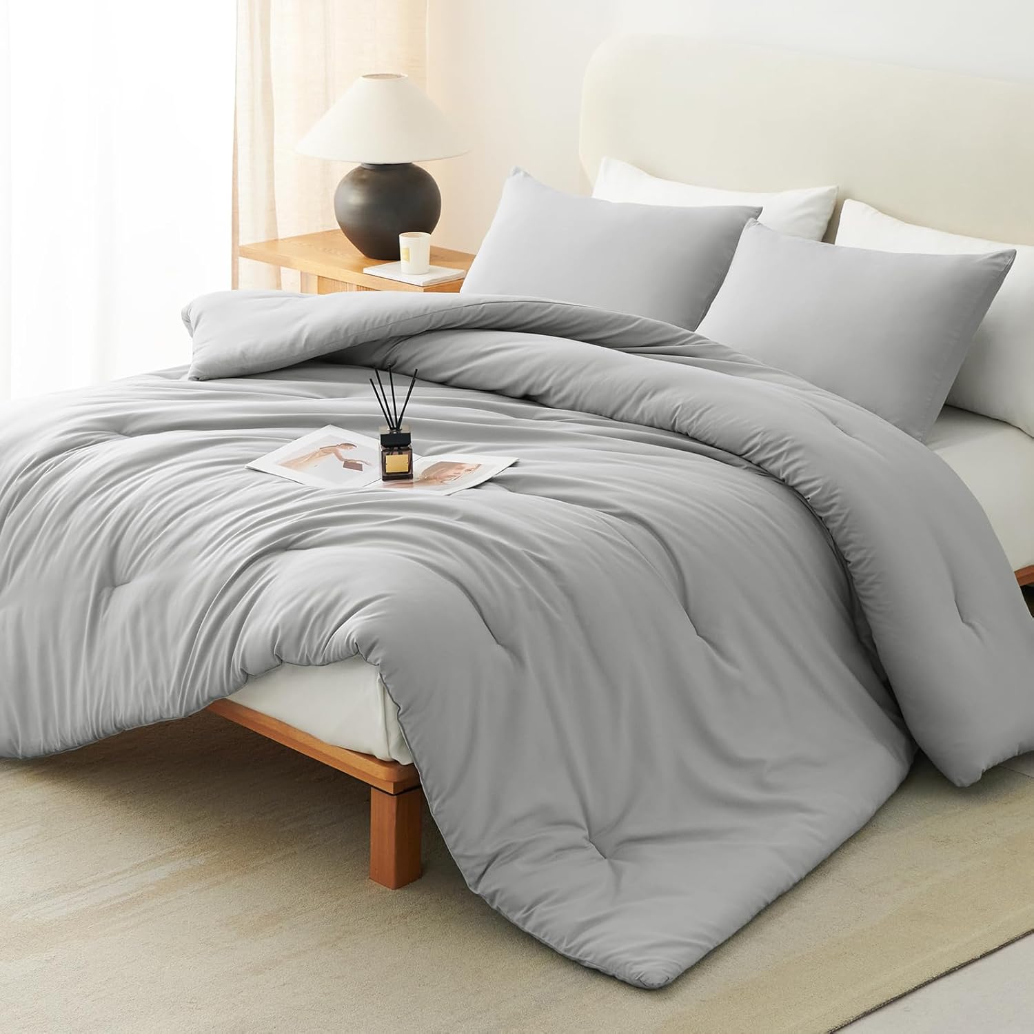 CozyLux Navy Blue Full Size Comforter Set, 3 Pieces Solid Breathable Quilted Style Bedding Sets, Luxury Fluffy Soft Bed Set with Down Alternative Comforter for All Season (1 Comforter & 2 Pillowcases) - Image 20