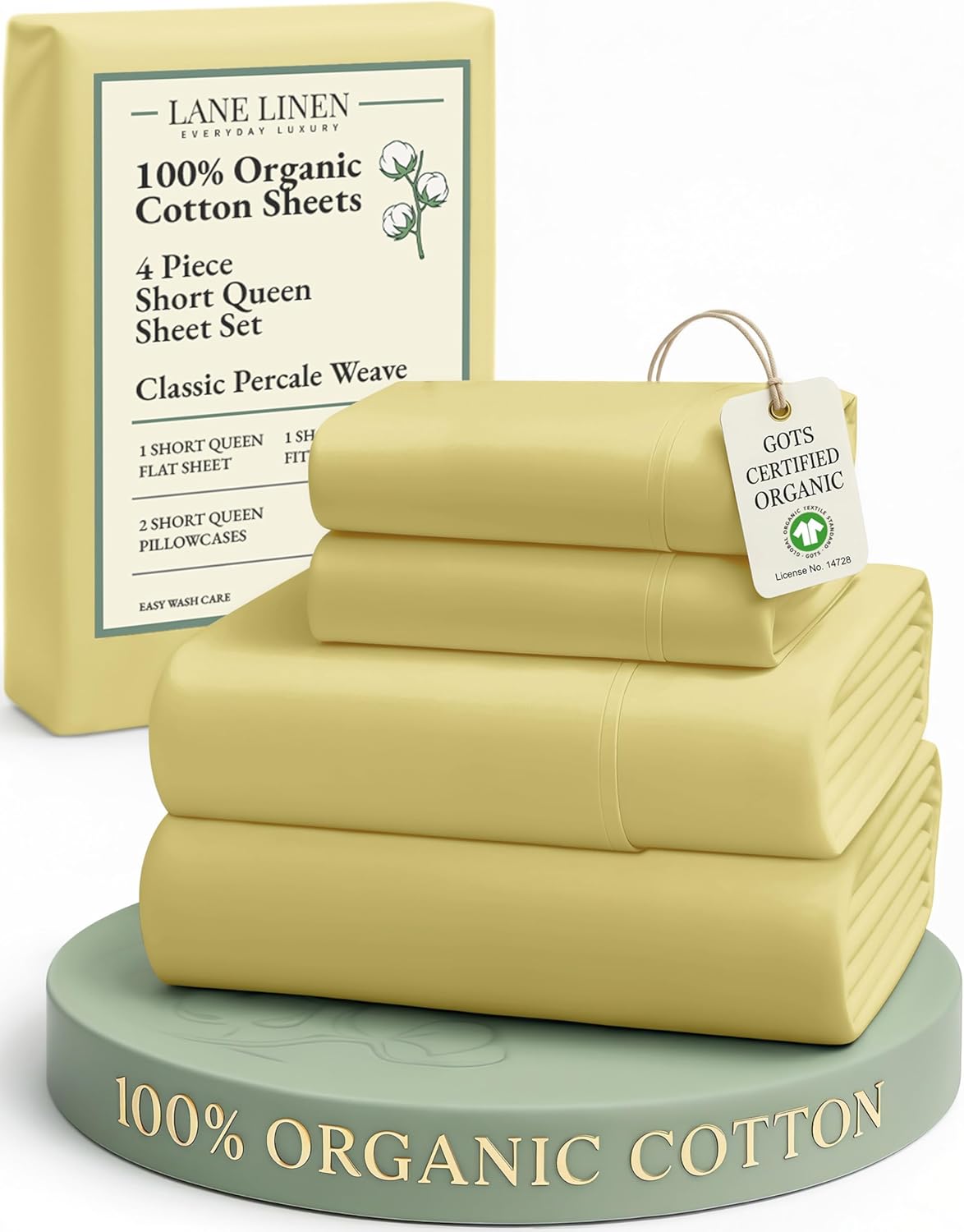 LANE LINEN 100% Organic Cotton King Size Sheets Set, Soft & Comfy All Season Breathable Sheets King Size, Percale Weave Fully Elasticized Eco Friendly Naturally Cooling King White Bed Sheets - Image 92