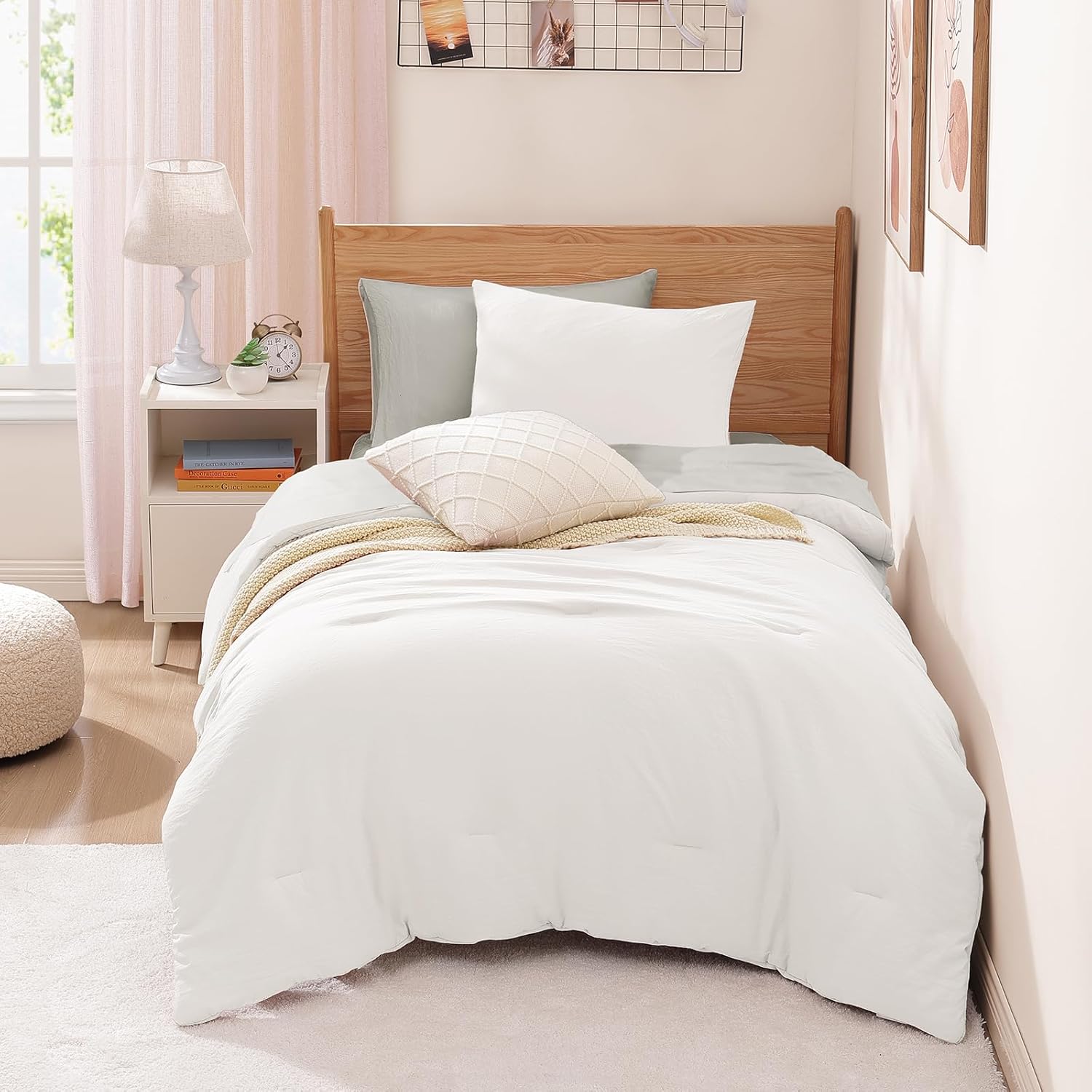 WRENSONGE Queen Comforter Set - 7 Pieces Sage Green Soft Bed in a Bag Queen with Fitted Sheet, Flat Sheet, 2 Pillow Shams, and 2 Pillowcases- Warm Bedding Sets Queen for All Season - Image 47