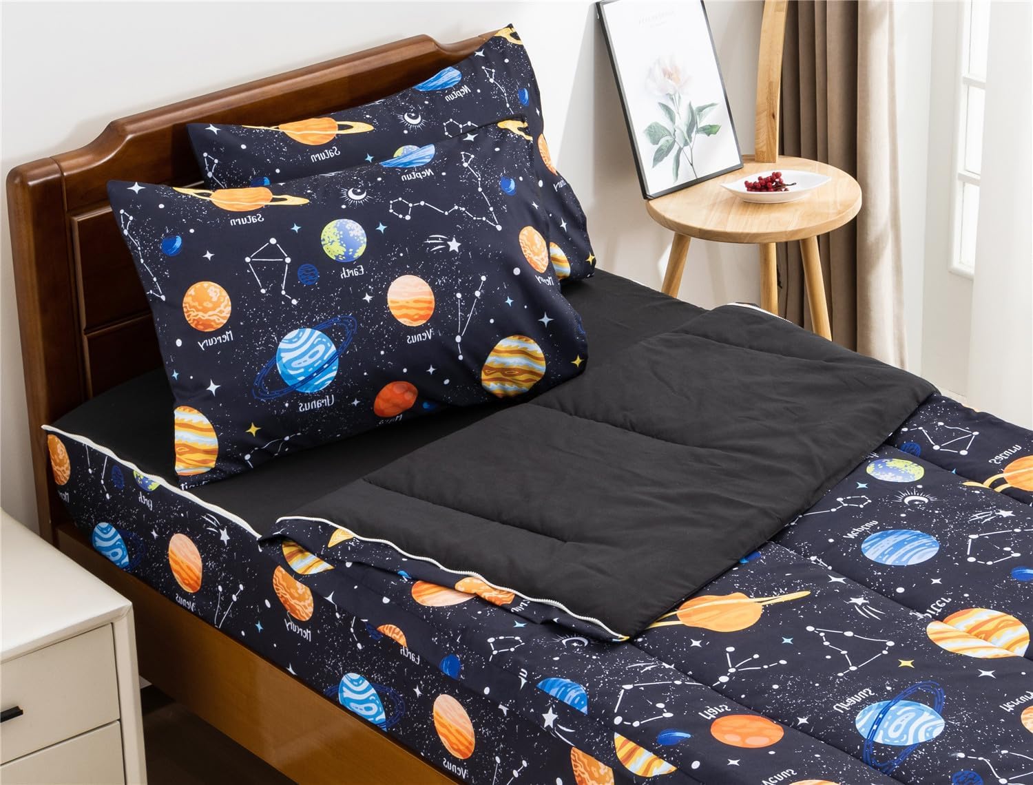 Meeting Story 3pcs Kids Comforter Sets Zipper Bedding Set for Girls,Twin Kid Bedding Set Rainbow Comforter Flower Bedding for Kid,All in one Zipper Bedding(Beige,Twin) - Image 8