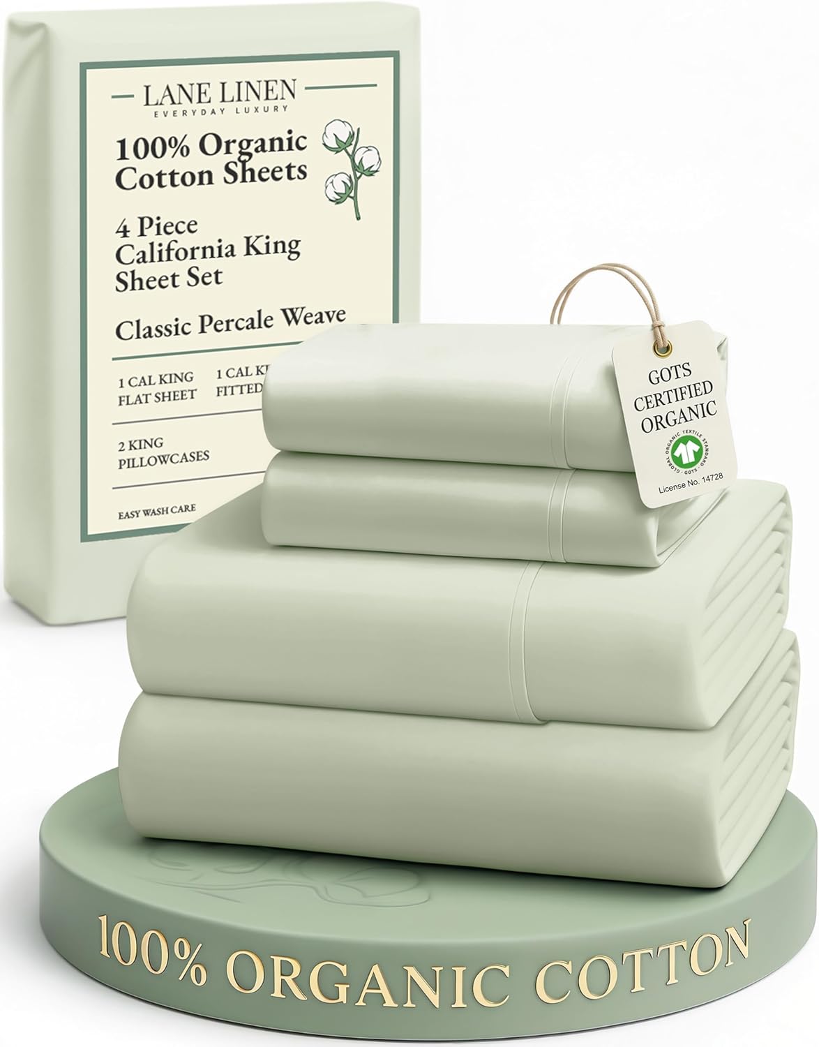 LANE LINEN 100% Organic Cotton King Size Sheets Set, Soft & Comfy All Season Breathable Sheets King Size, Percale Weave Fully Elasticized Eco Friendly Naturally Cooling King White Bed Sheets - Image 153