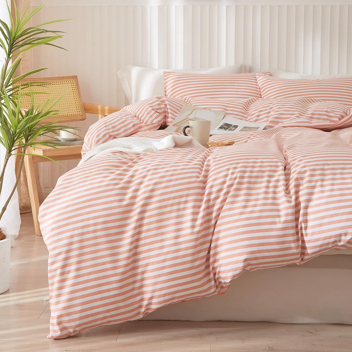 LifeTB Queen Comforter Set Tan Gingham Comforter Modern Style Beige Plaid Comforter Set 3 Pieces Fluffy Grid Checkered Comforter with 2 Pillowcases Boho Gingham Bedding Set Queen Size - Image 54