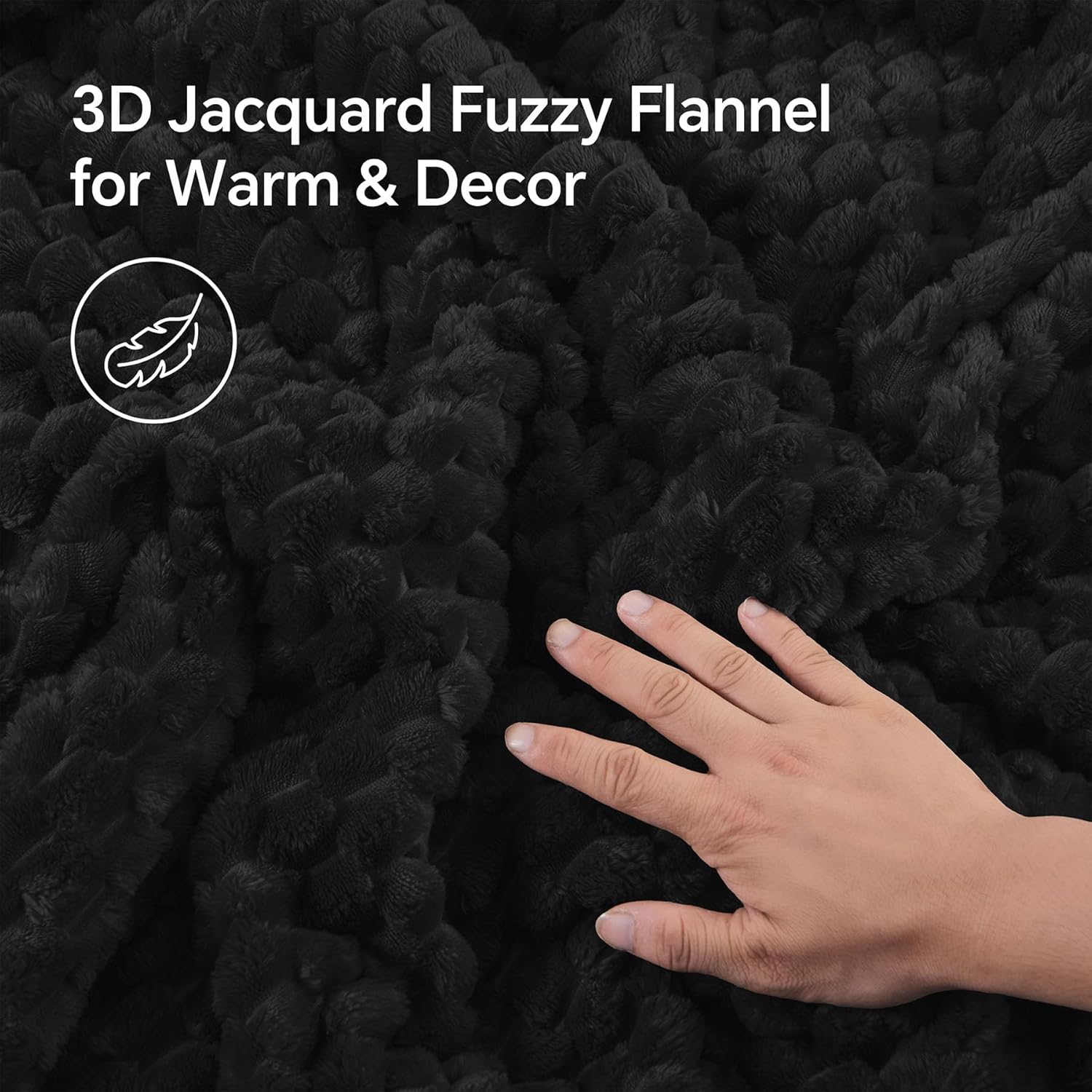 BEDELITE Fluffy Queen Comforter Set - Black Fleece Soft Comforter for Queen Size Bed, Luxury Warm Bedding Set for Winter, Fuzzy Bed Set 3 Pieces (1 Comforter, 2 Pillowcases) - Image 3