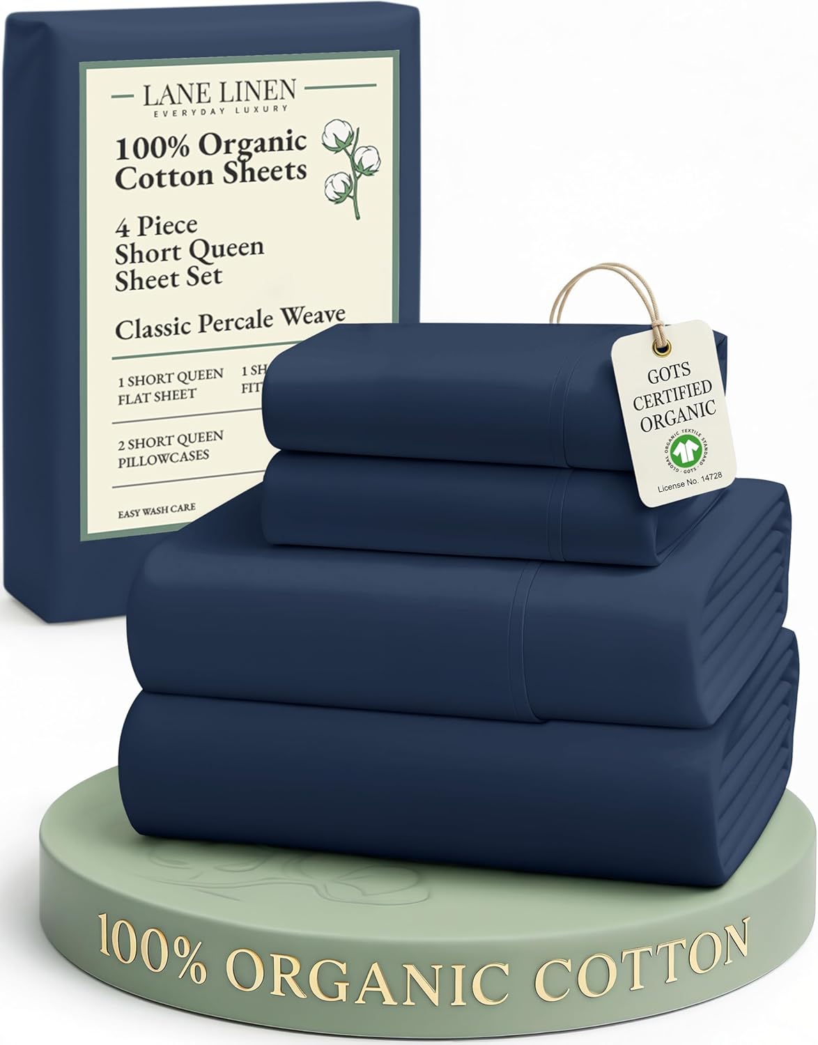 LANE LINEN 100% Organic Cotton King Size Sheets Set, Soft & Comfy All Season Breathable Sheets King Size, Percale Weave Fully Elasticized Eco Friendly Naturally Cooling King White Bed Sheets - Image 91