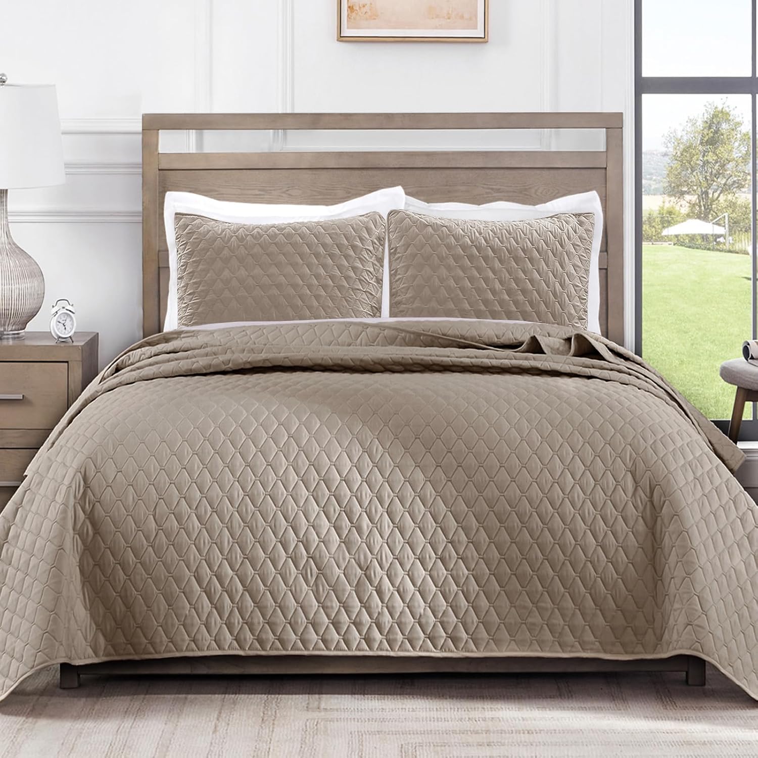 Exclusivo Mezcla Ultrasonic Reversible Full Queen Quilt Bedding Set with Pillow Shams, Lightweight Quilts Queen Size, Soft Bedspreads Bed Coverlets for All Seasons - (Grey, 90"x96") - Image 27