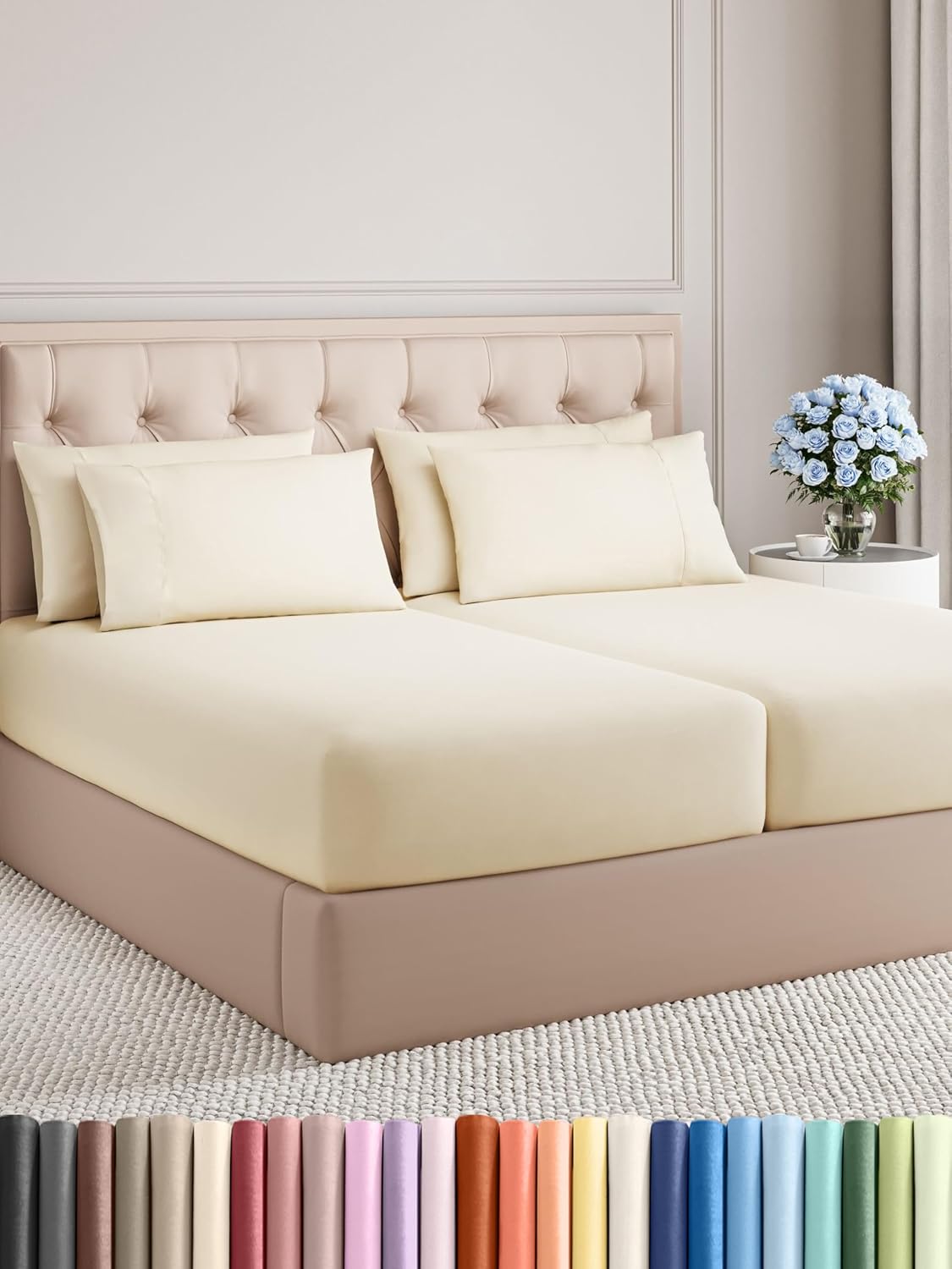 King 6 Piece Sheet Set - Cooling and Breathable Bed Sheets - Hotel Luxury Bed Sheets for Women, Men, Kids & Teens - Bedding with Deep Pockets & Easy Fit - Soft and Wrinkle Free - King Dark Grey Sheets - Image 109