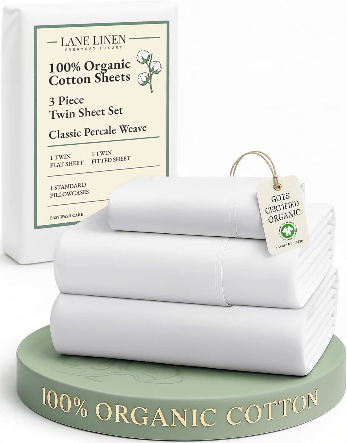 LANE LINEN 100% Organic Cotton King Size Sheets Set, Soft & Comfy All Season Breathable Sheets King Size, Percale Weave Fully Elasticized Eco Friendly Naturally Cooling King White Bed Sheets - Image 7