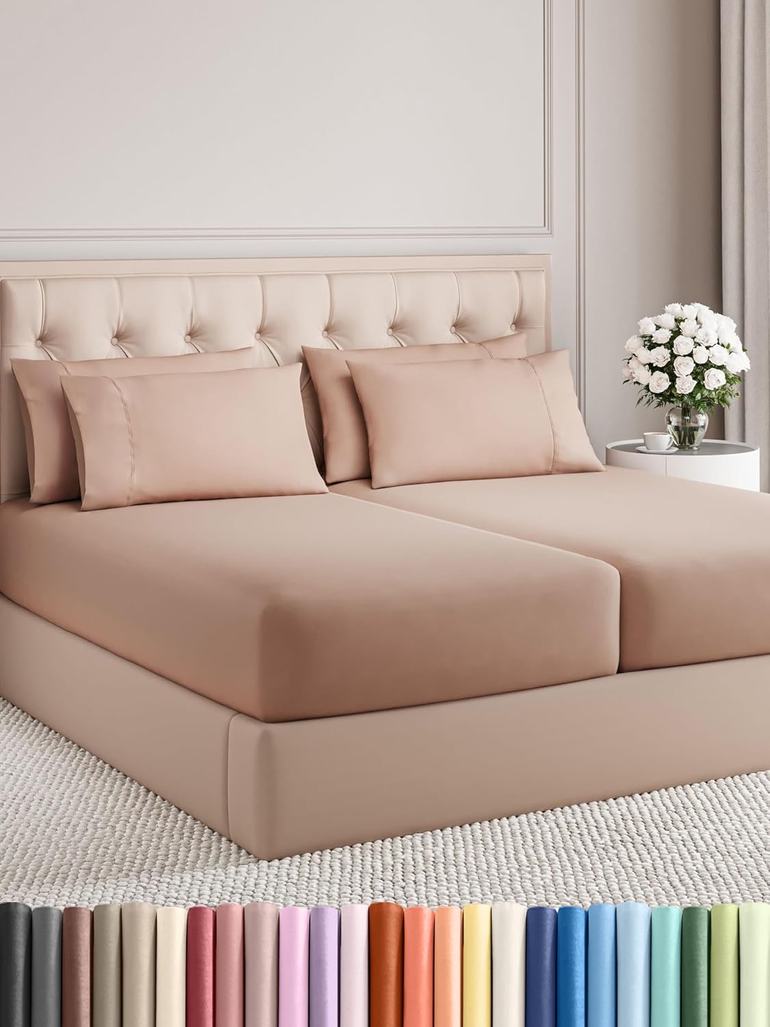 King 6 Piece Sheet Set - Cooling and Breathable Bed Sheets - Hotel Luxury Bed Sheets for Women, Men, Kids & Teens - Bedding with Deep Pockets & Easy Fit - Soft and Wrinkle Free - King Dark Grey Sheets - Image 135