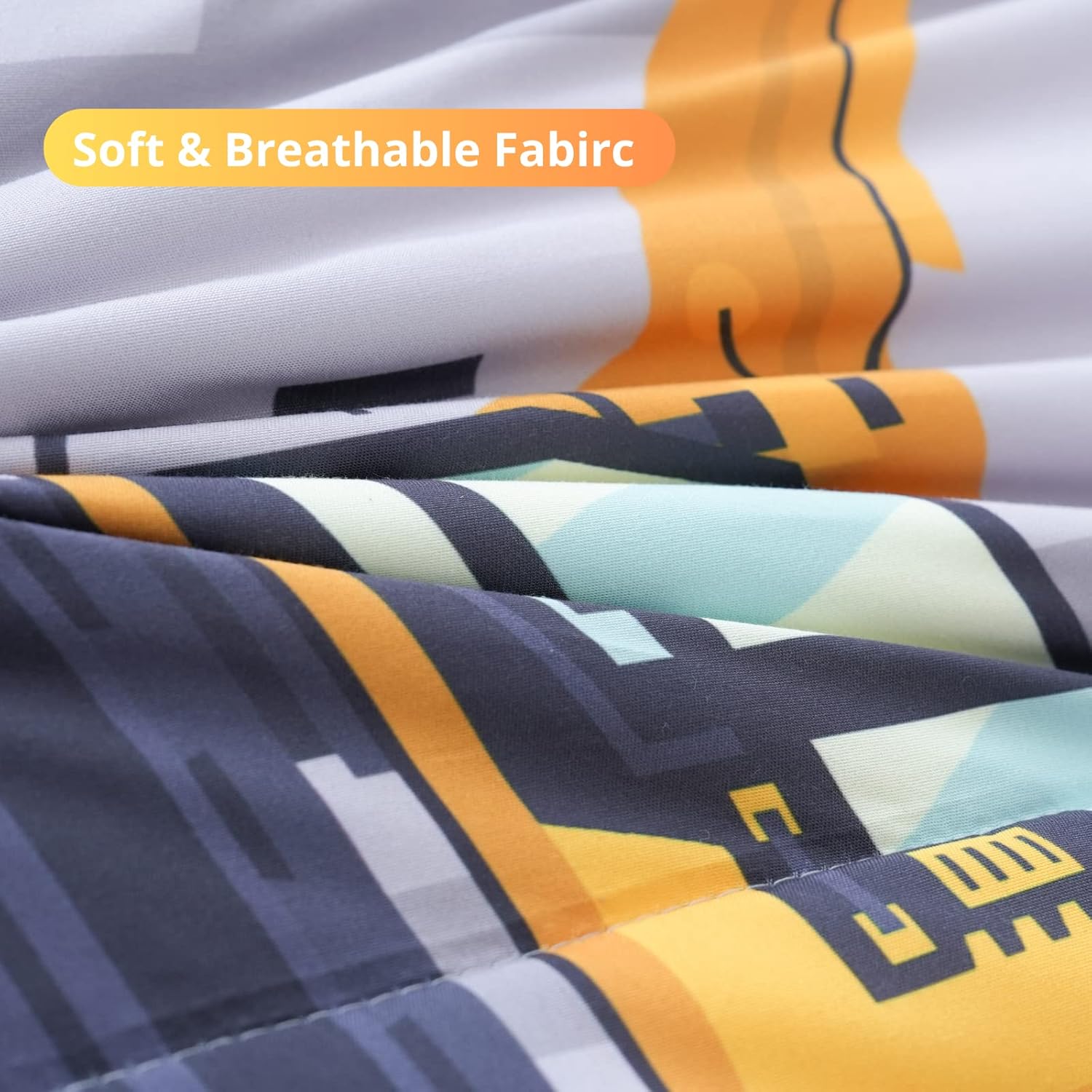 Cokouchyi Twin Size Comforter Set for Boys, 4-Piece Bed in a Bag, 3D Construction Bedding Comforter Sheet Set, Ultra Soft and Fluffy, Cartoon Truck Cars - Image 6