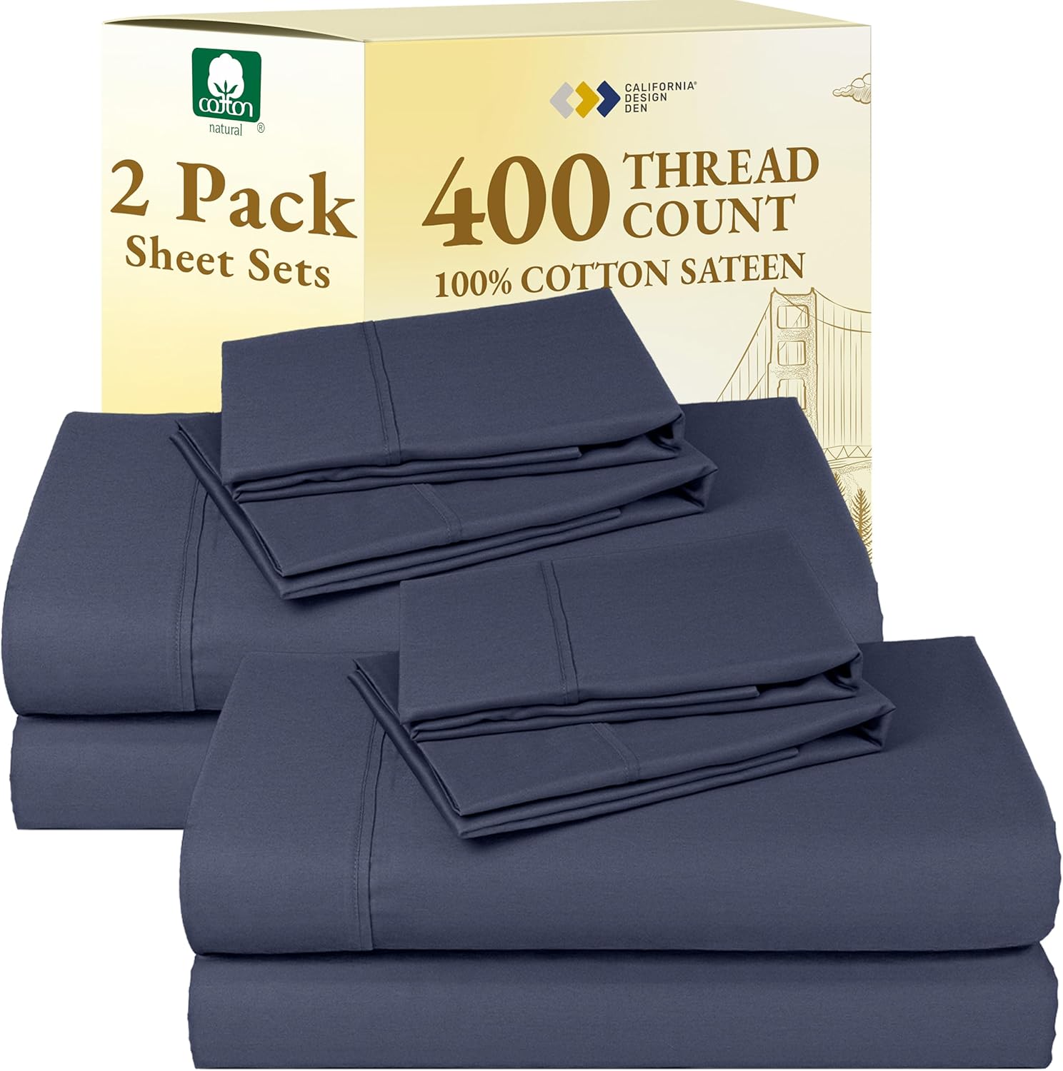 California Design Den King Size Sheets Set - Soft 400 Thread Count Sateen, Natural 100% Cotton Sheets King Size, Deep Pockets with All Around Elastic for a Snug Fit, Cool & Durable Bedding - White - Image 44