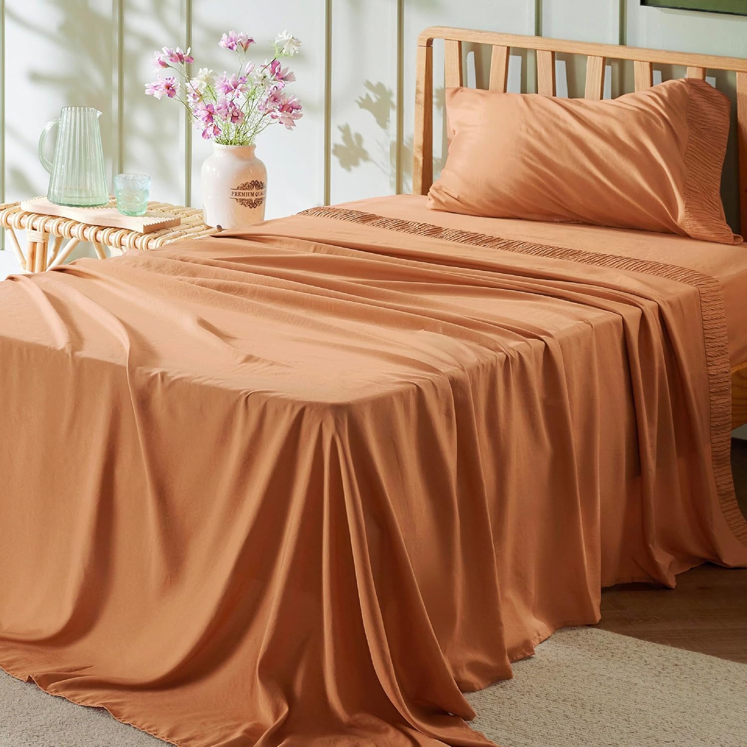 Bedsure Queen Sheet Set - 4 Pieces Soft Queen Size Sheets - Breathable & Cooling - Hotel Luxury - Easy Care Polyester Microfiber Bedding for Women, Men, Bright White - Image 40