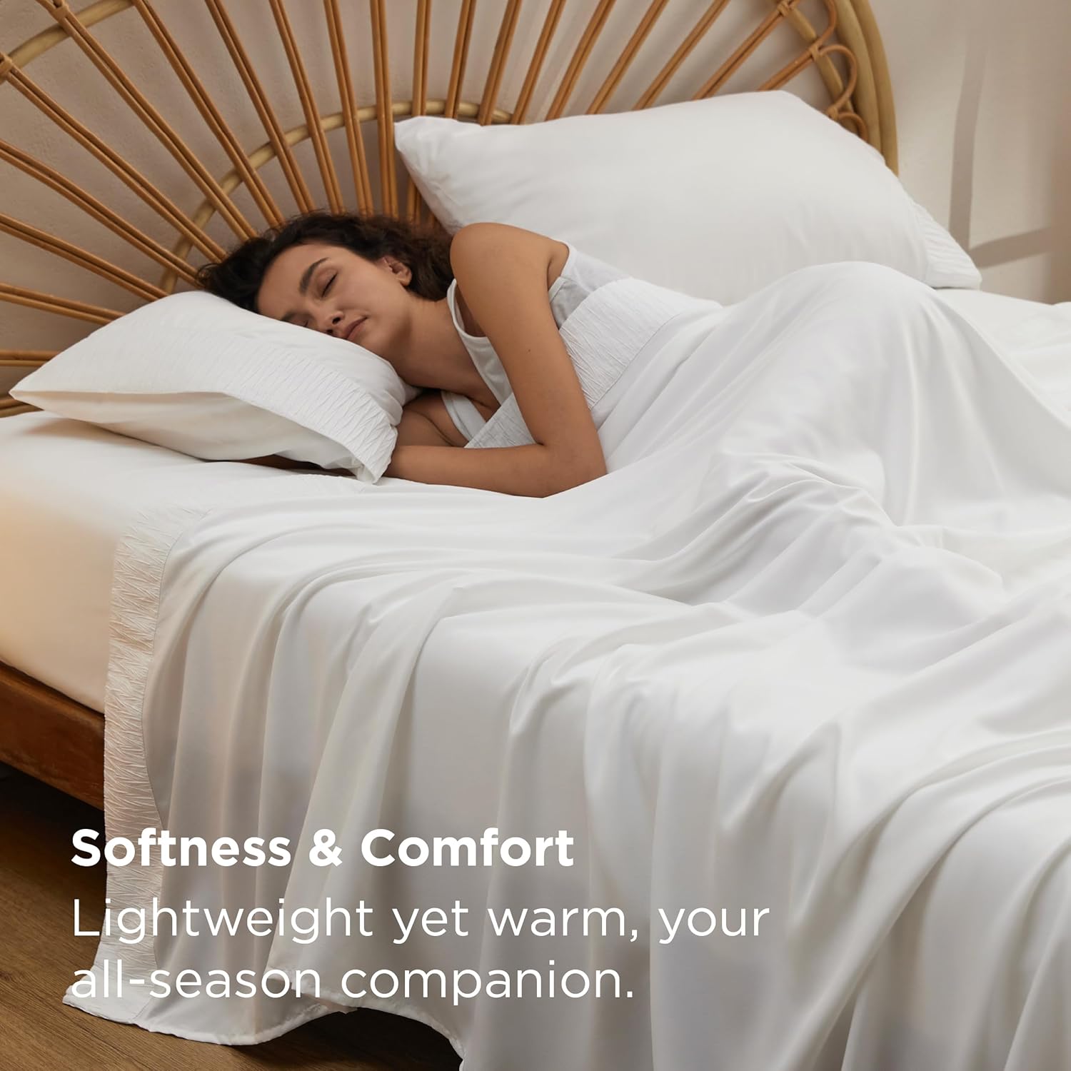 Bedsure Queen Sheet Set - 4 Pieces Soft Queen Size Sheets - Breathable & Cooling - Hotel Luxury - Easy Care Polyester Microfiber Bedding for Women, Men, Bright White - Image 2