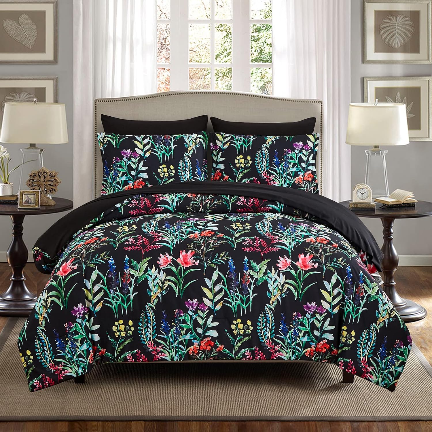 Boho Comforter Set Queen - 7 Pieces Bed in a Bag Floral Medallions Design, Bohemian Comforter Set with Sheets, Soft Microfiber Complete Bedding Sets All Season (Teal Blue, Queen) - Image 9
