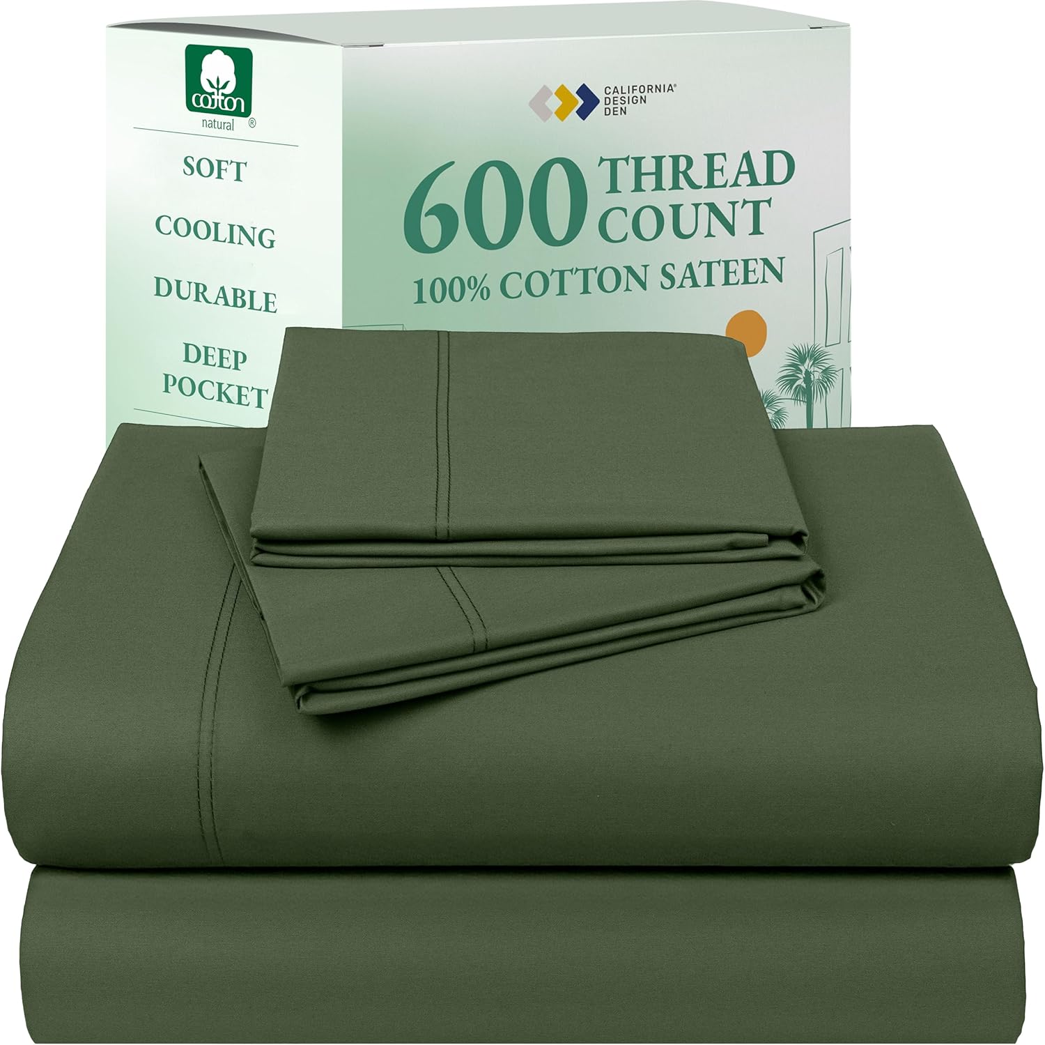 California Design Den Queen Sheet Set - Luxury 600 Thread Count Sateen, 100% Cotton Deep Pocket Queen Sheets with All Around Elastic, Snug Fit, Hotel Quality Bedding Set - White - Image 41