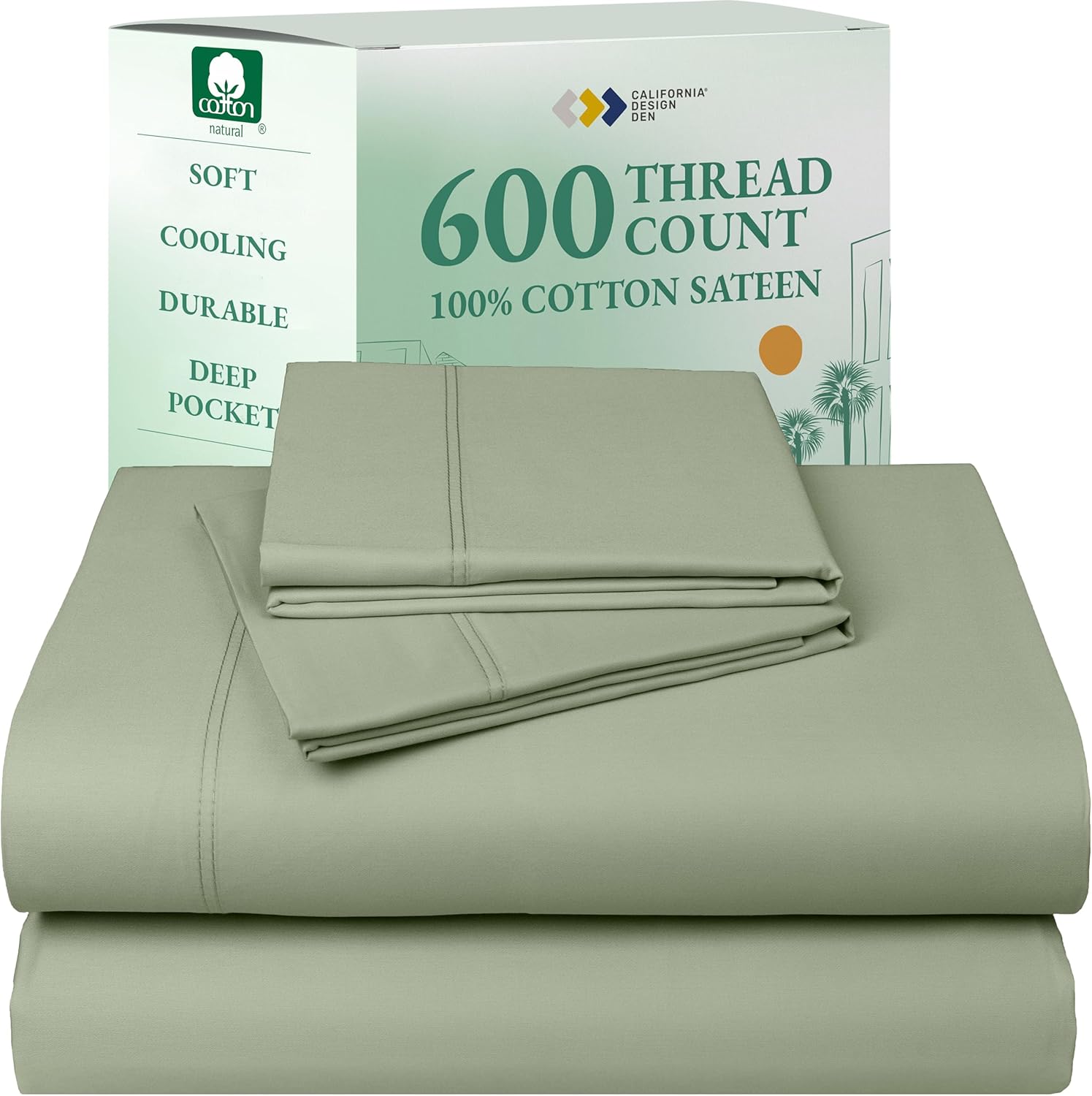 California Design Den Queen Sheet Set - Luxury 600 Thread Count Sateen, 100% Cotton Deep Pocket Queen Sheets with All Around Elastic, Snug Fit, Hotel Quality Bedding Set - White - Image 40