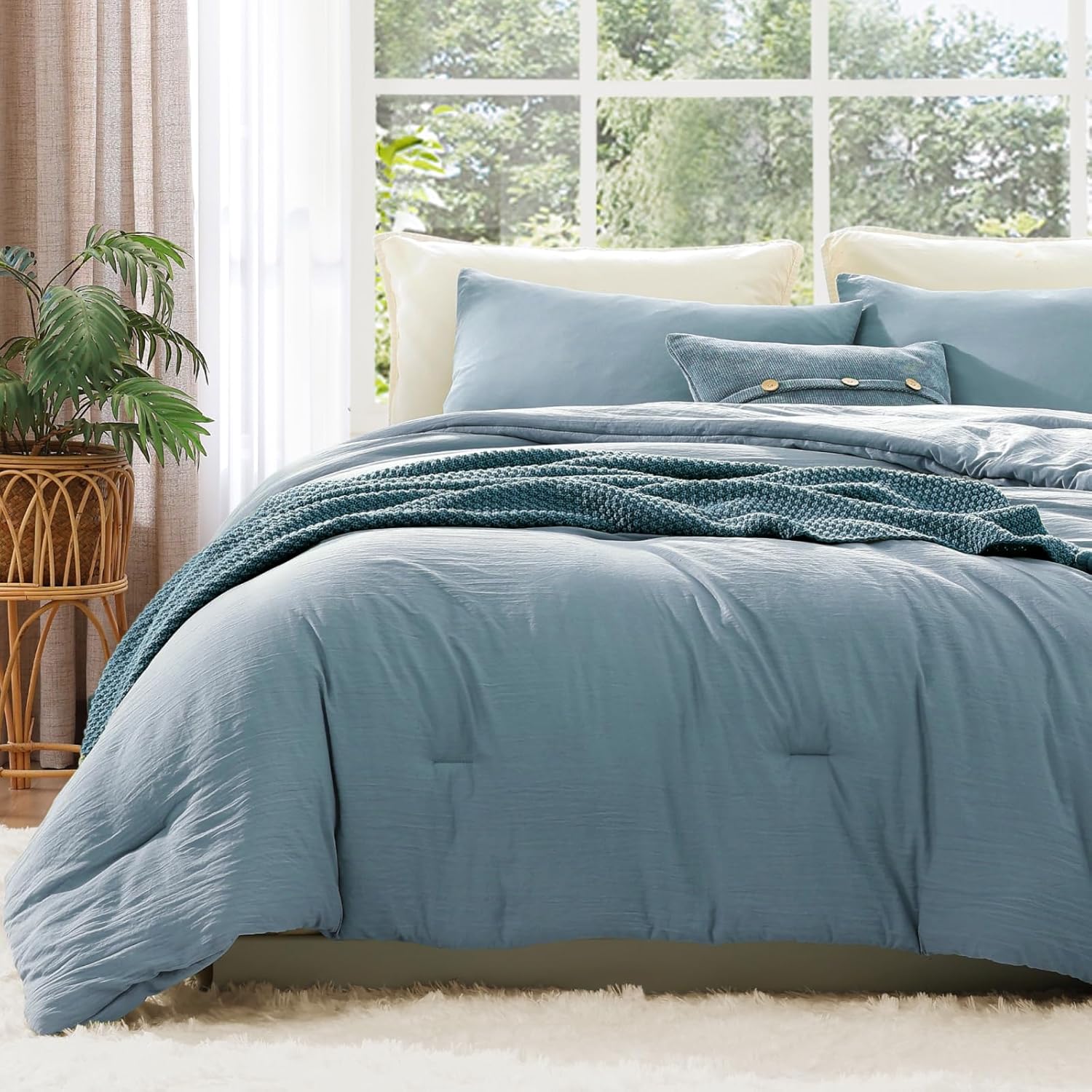 WRENSONGE King Size Comforter Set - 3 Pieces Prewashed Burnt Orange Soft Lightweight Bedding for All Seasons,Fluffy Down Alternative Comforter King Size with 2 Pillow Shams - Image 20