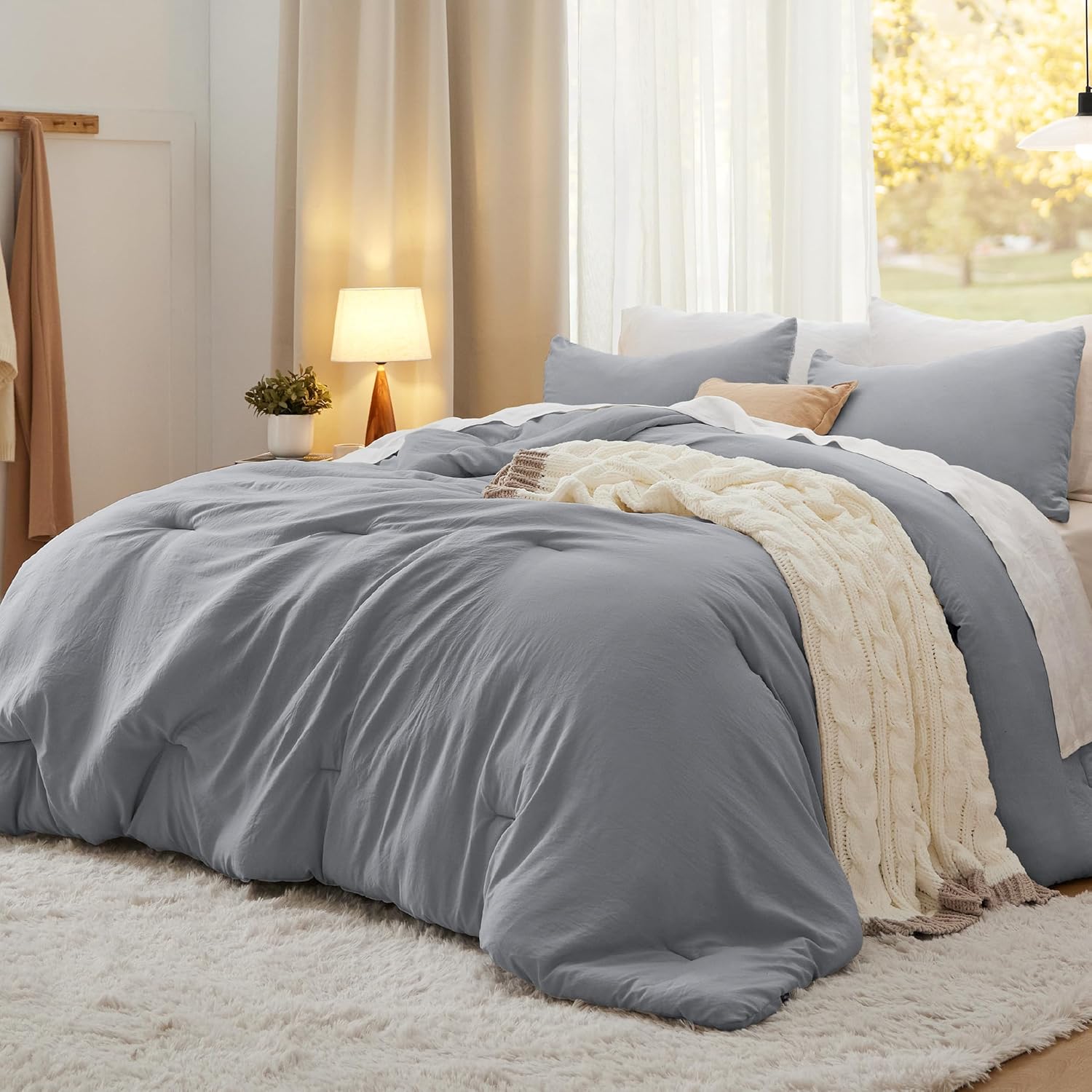 Bedsure Queen Size Comforter Set, White Soft Prewashed Bedding for All Seasons, 3 Pieces GentleSoft™ Warm Down Alternative Bed Set, 1 Lightweight Comforter (90"x90") and 2 Pillowcases (20"x26") - Image 23