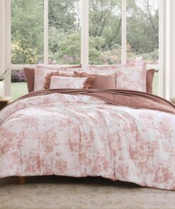 Queen Comforter Set -7 Pieces Pink Floral Comforter Set for All Seasons, Bed in a Bag Queen with Botanical Flowers Comforter, Sheets, Pillowcases & Shams